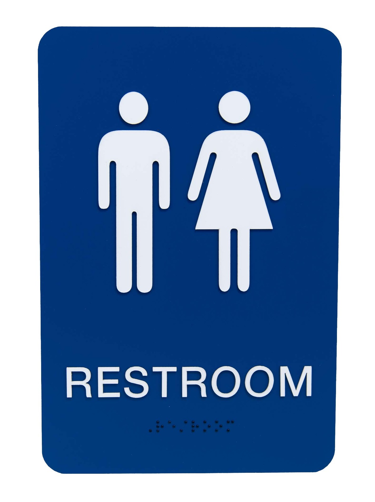 Unisex ADA Restroom Sign, Non-Accessible, Blue, Braille, Gender Neutral, Wall