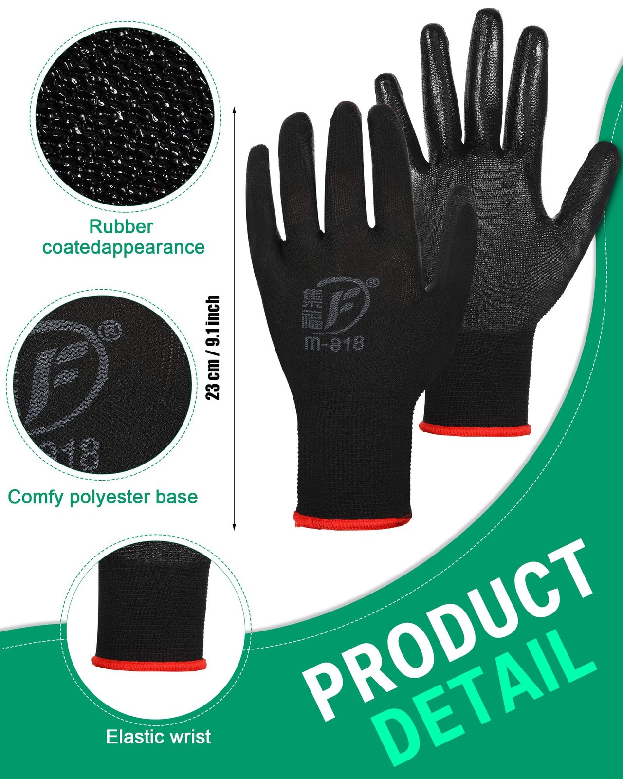 96 Pairs Work Bulk Gloves for Men Women Rubber Coated Safety Garden Gloves for