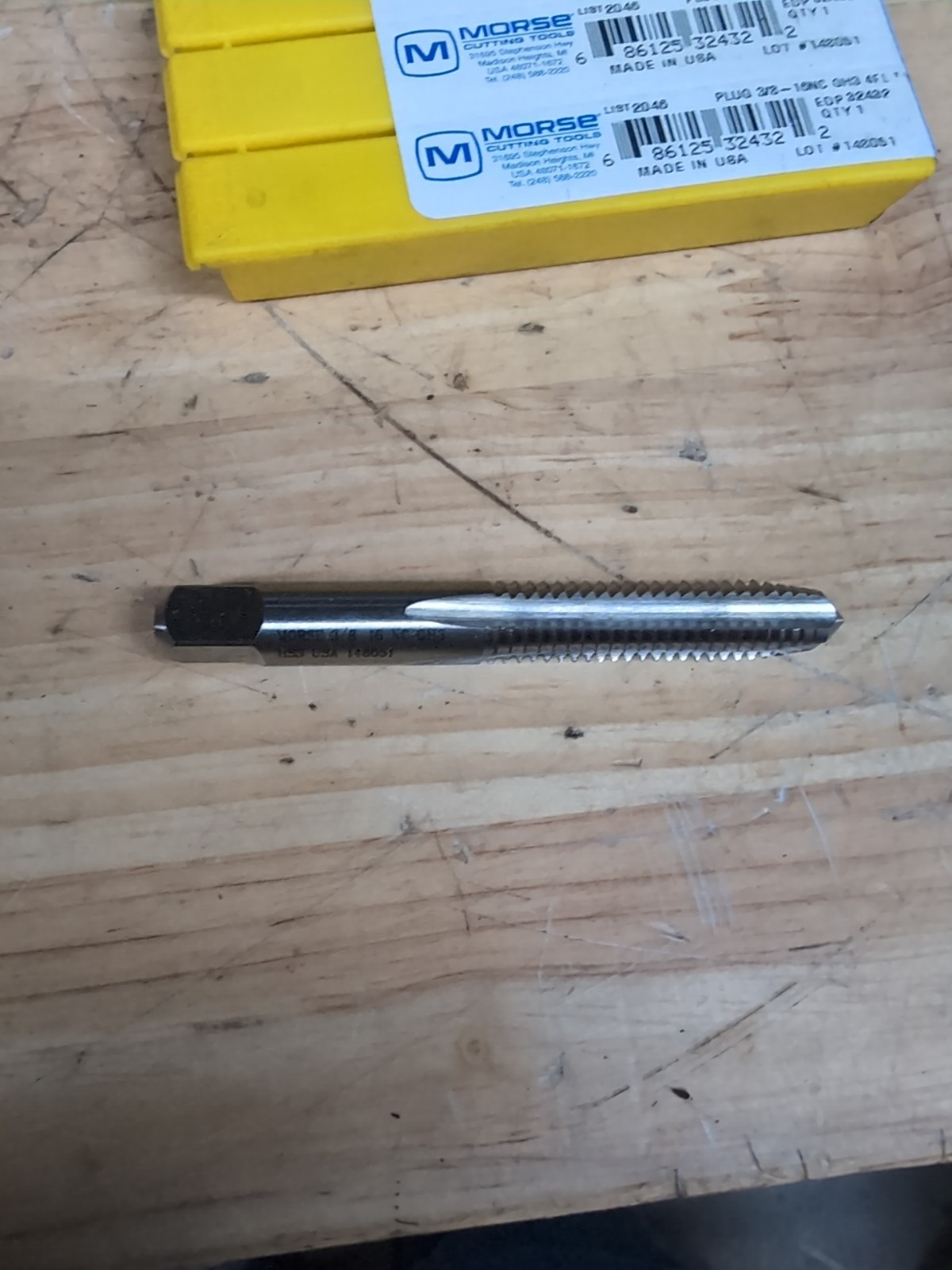 3/8-16 GH3 HIGH SPEED STEEL 4 FLUTE PLUG TAP ***Made in USA*** 32432 Morse