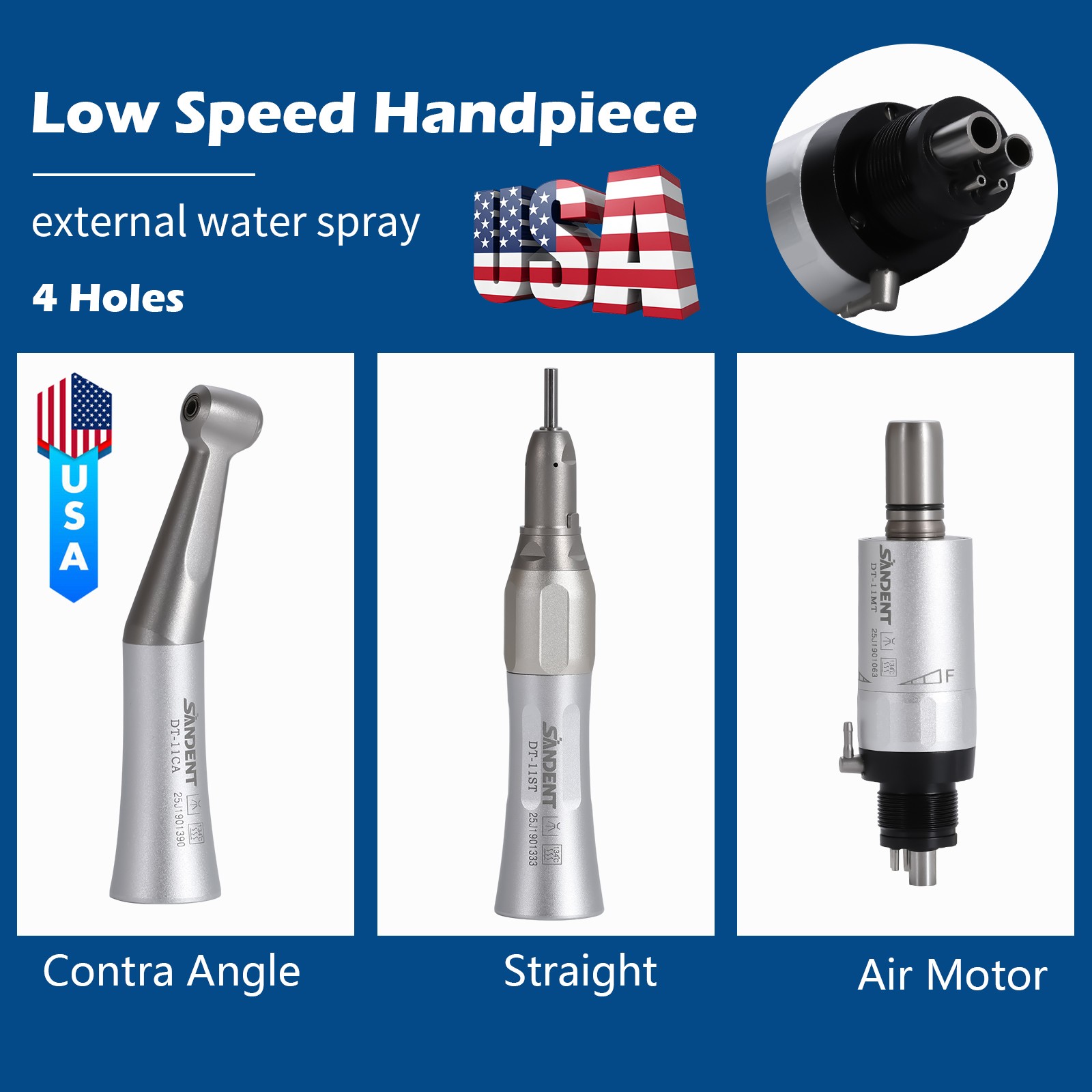Dental 1:5 Increasing Handpiece Contra Angle LED Fit KAVO NSK Electric Motor USA