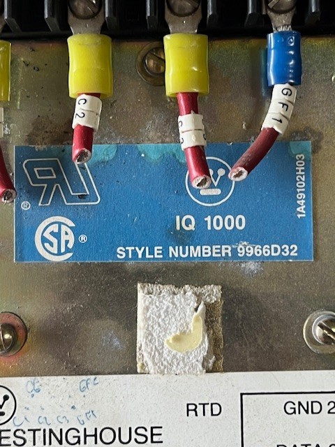 Westinghouse IQ-1000 Motor Protection Relay 9966D32 OVERLOAD MODULE 120-240 VAC