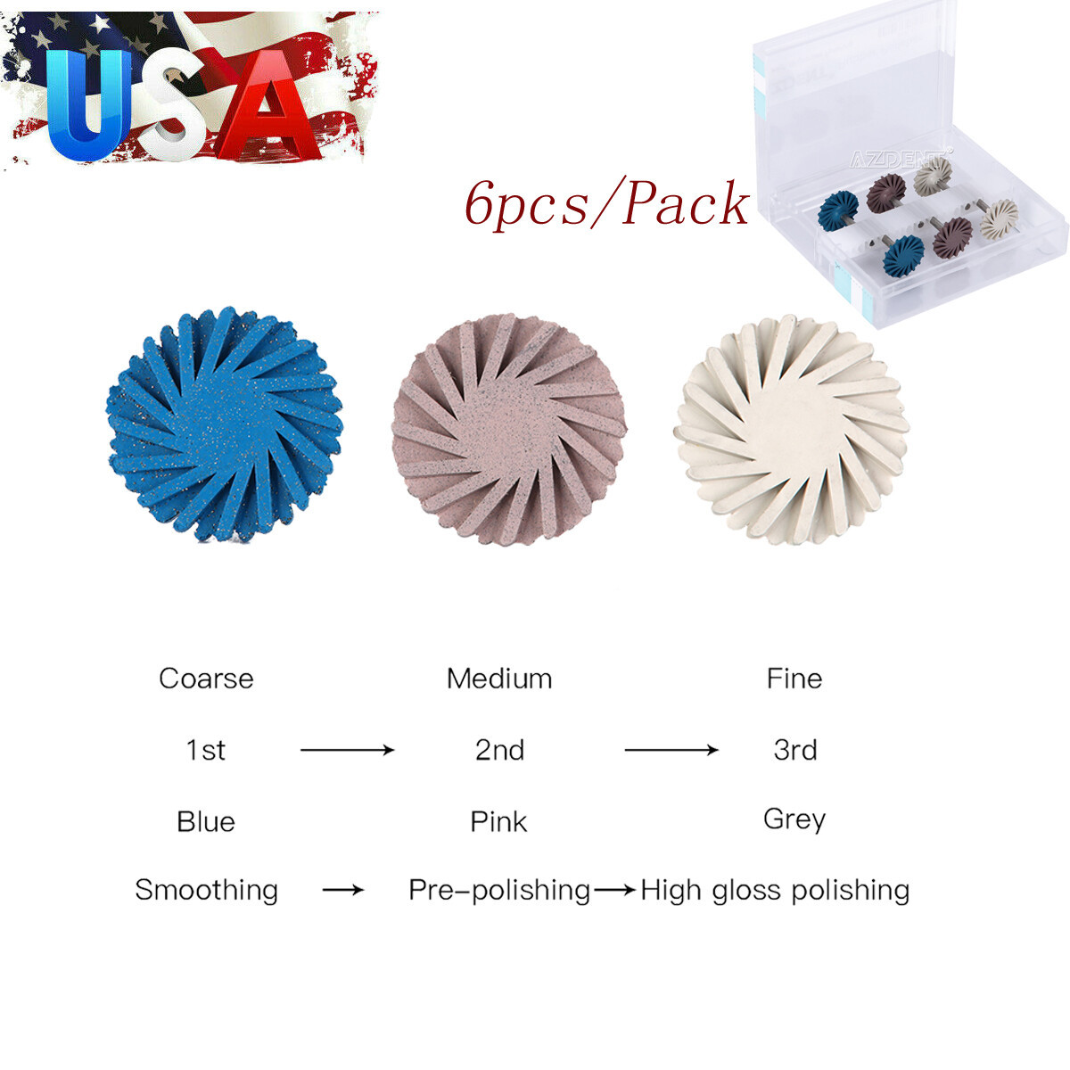 Dental Composite Polishing Diamond System RA Disc 14mm Wheels Coarse Medium Fine