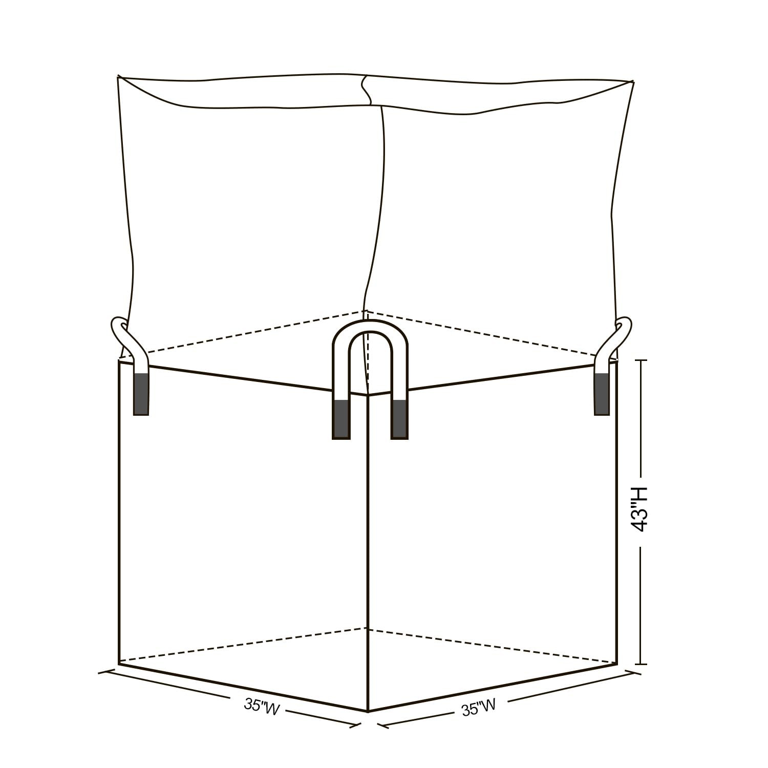 10 Pack FIBC Bulk Bag, 1 One Ton Bag, 35″ L x 35″ W x 43″ H, 2200lbs SWL, Duf…