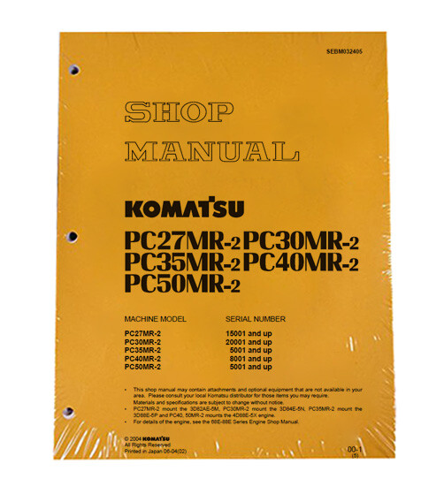 Komatsu PC27MR-2, PC30MR-2, PC35MR-2 Excavator Service Repair Manual #SEBM032405
