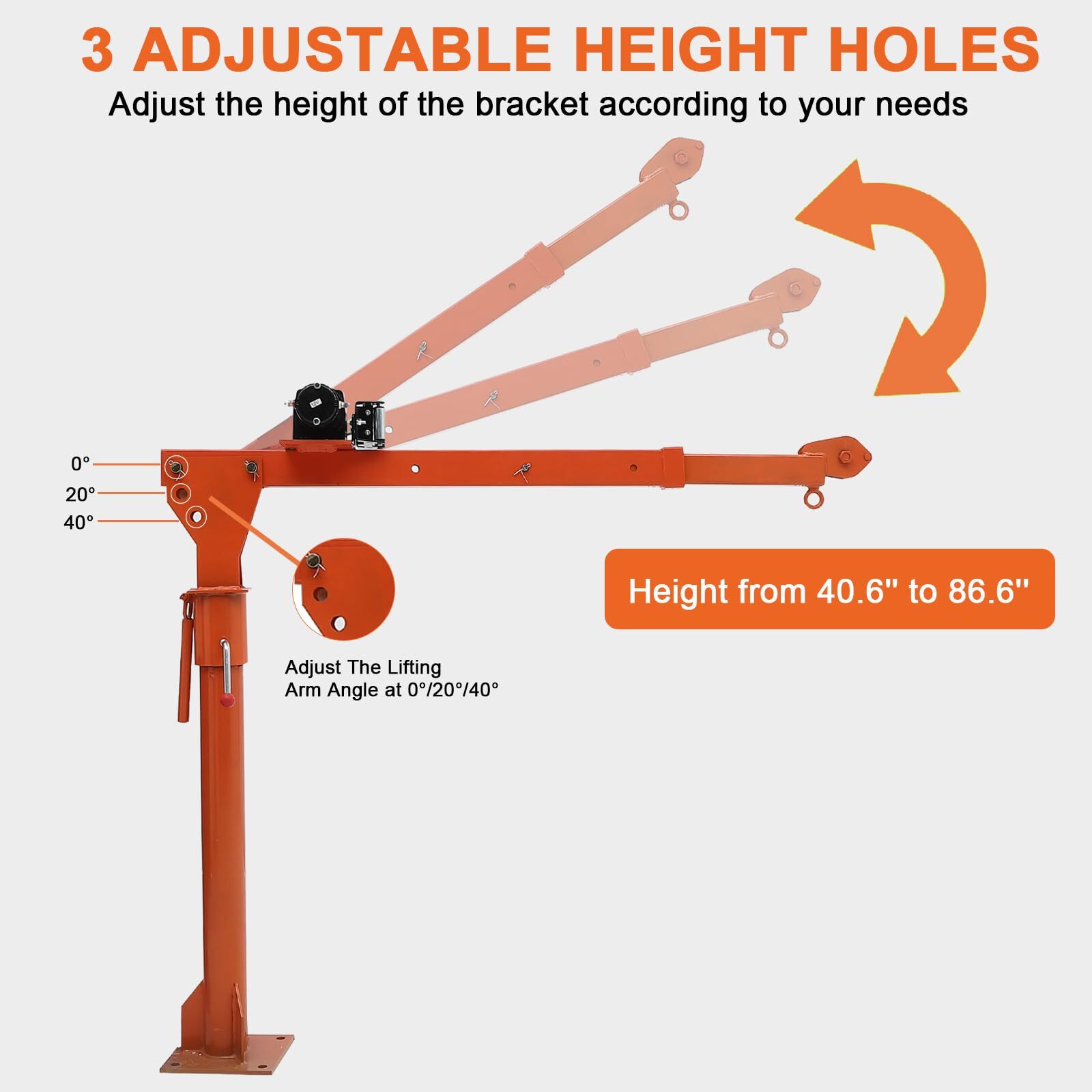 1100 Lbs Truck Hoist Crane Folding Truck Mounted W/Electric Winch 3500Lbs Pickup