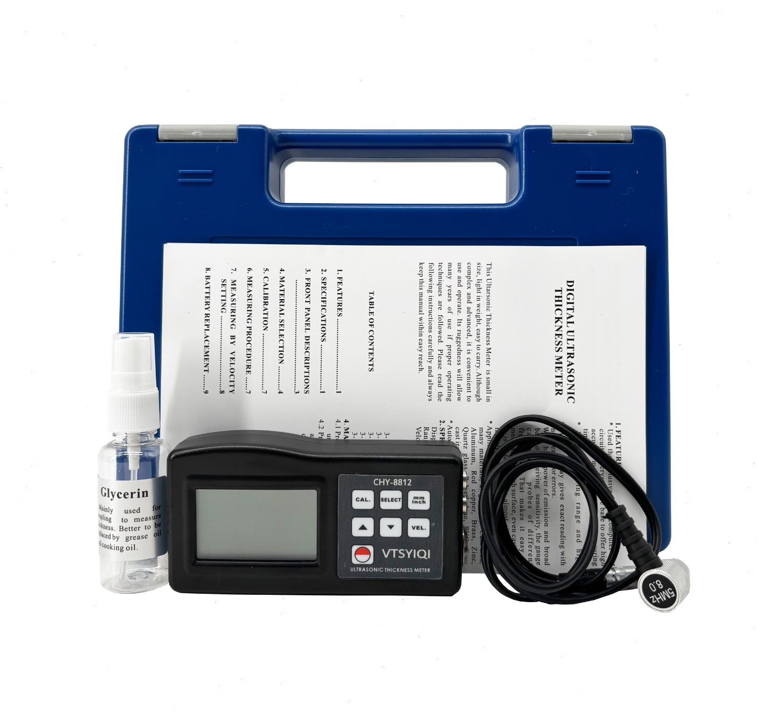 Portable Ultrasonic Thickness Tester with Range 0.05~8inch Resolution 0.1mm New