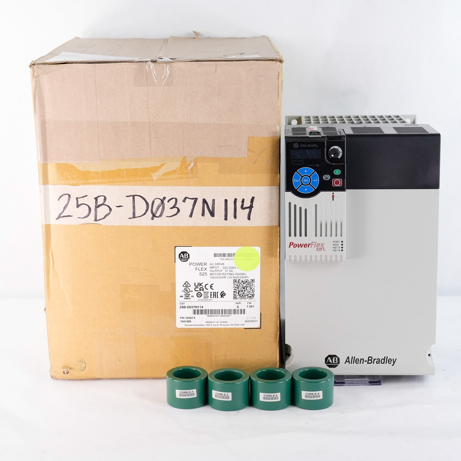 Allen Bradley 25B-D037N114 /A PowerFlex 525 AC Drive 480V 3-Ph 25HP – Open Box