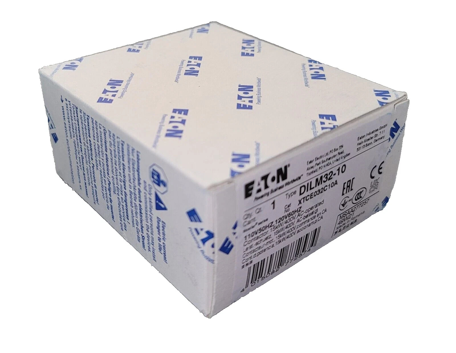 XTCE032C10A Eaton DILM32-10 Moeller IEC Contactor – New