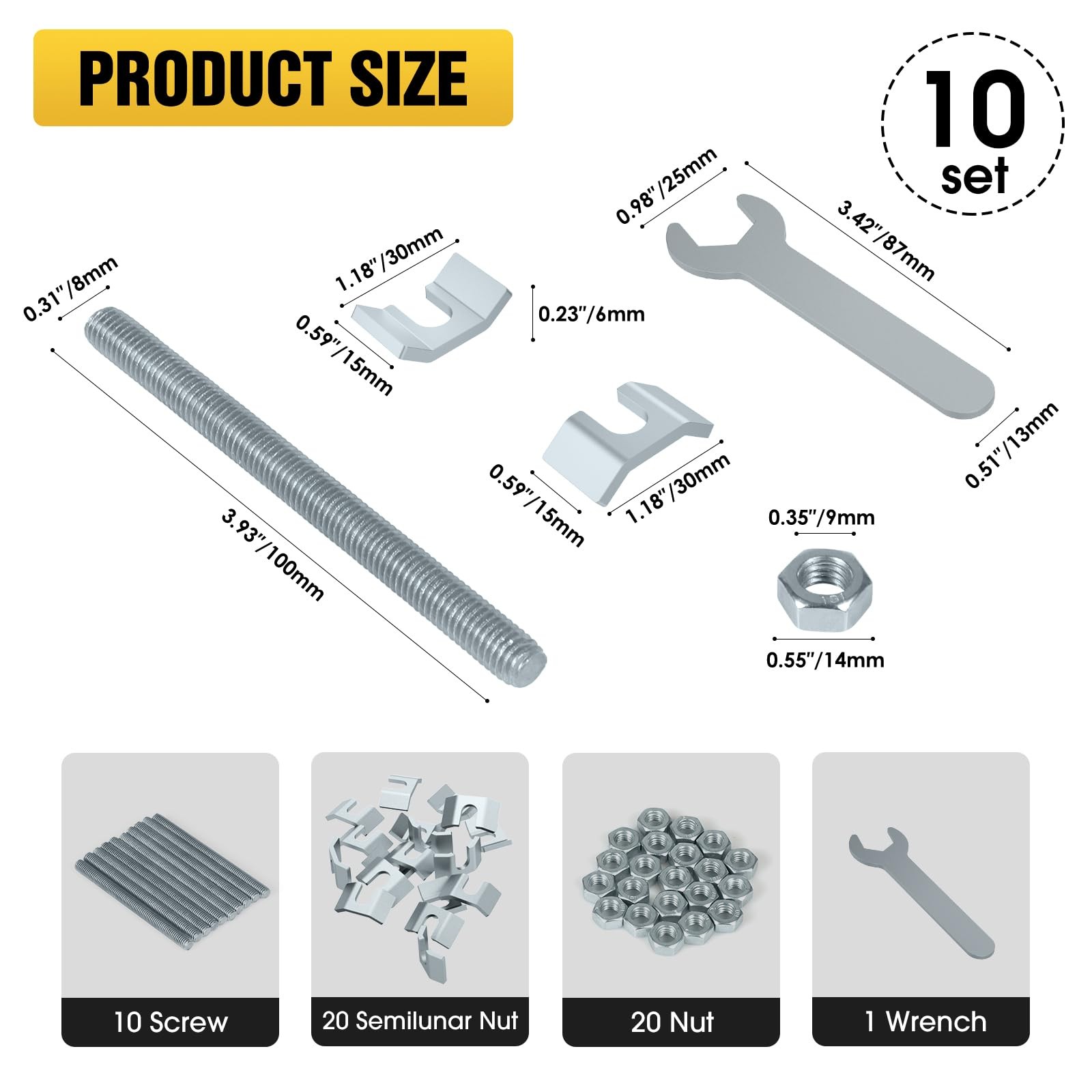 10 PCS Countertop Joint Connectors Butcher Block Fasteners Miter Bolts
