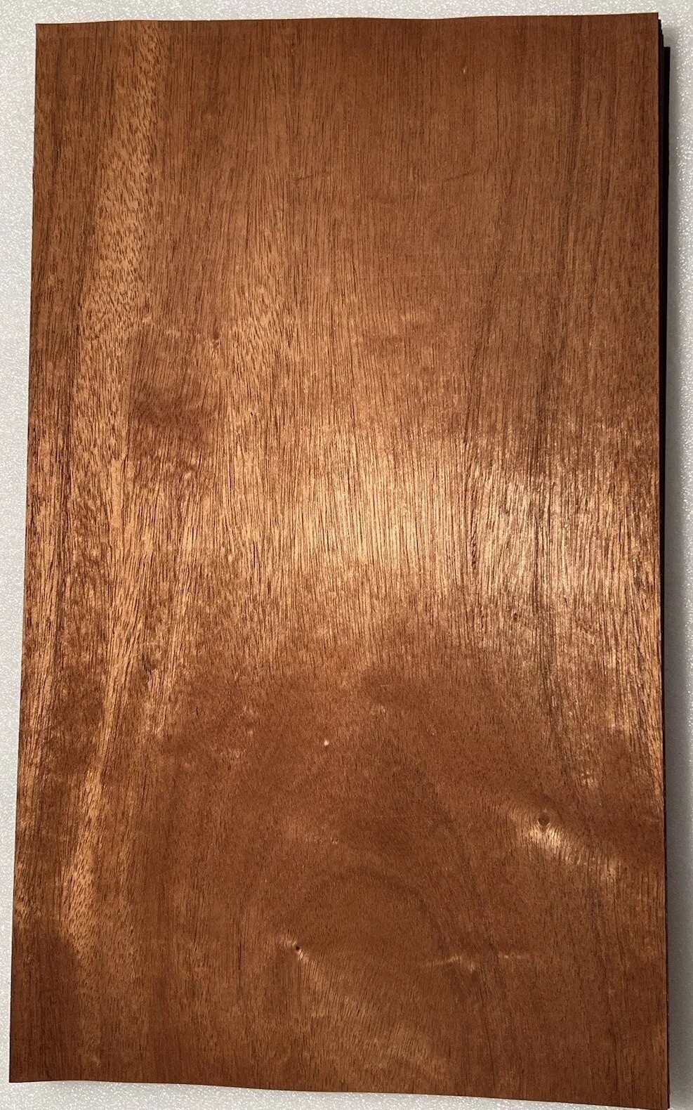 Figured Mahogany Wood Veneer, 19.5” L x 11.5” W, Raw Unbacked ,1/42” Thickness