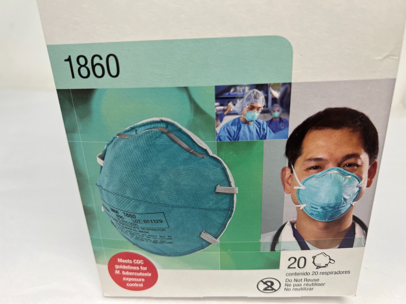 20 PACK of 3M 1860 N95 NIOSH ADULT SIZE Face Mask Respirator EXP 10/2027