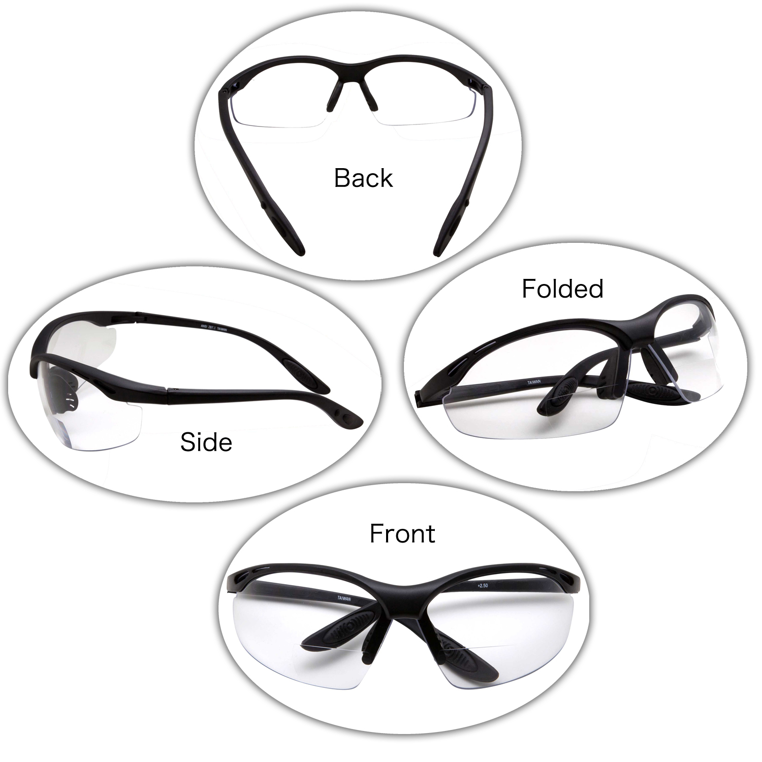 2 PAIR LOT Bifocal Safety Reading Glasses Clear Lens Reader ANSI Z87.1 Men Women