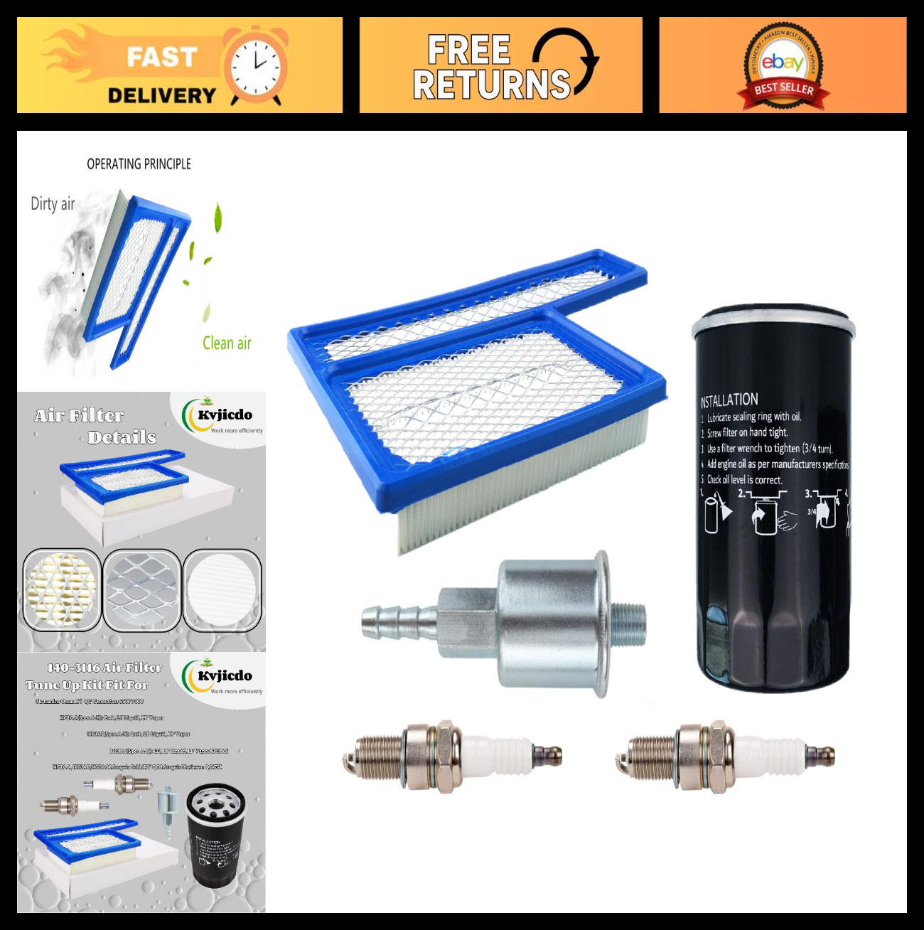 Tune-Up Kit for RV Generators – Air & Oil Filters for Onan 5500/7000 QG Engines