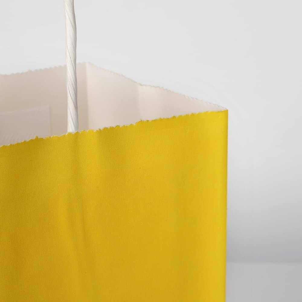 100 Pack 5.25×3.25×8.25 Inch Small Yellow Kraft Paper Bags with Handles Bulk …