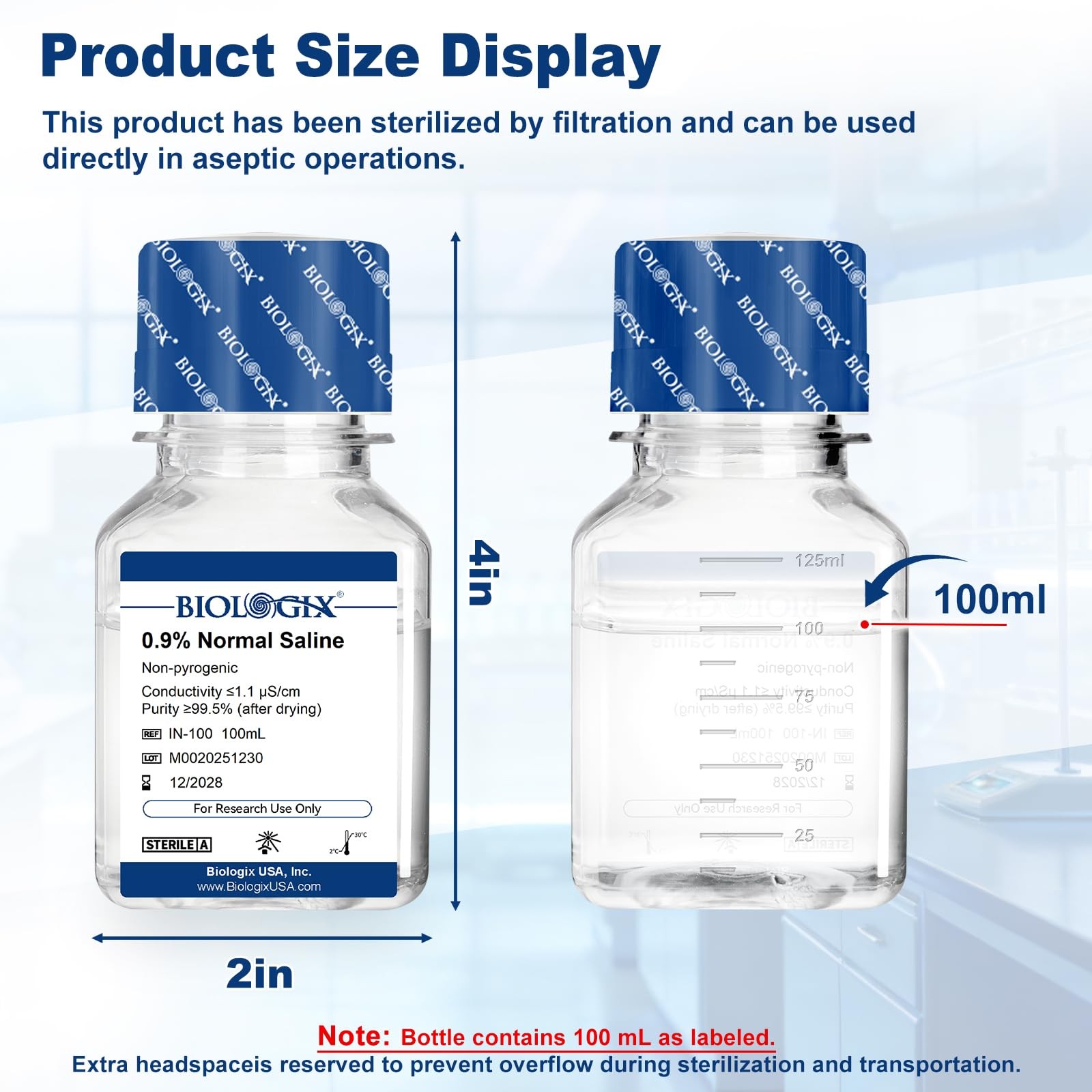CryoKing 0.9% Normal Saline Solution, Sterile Sodium Chloride, 100mL