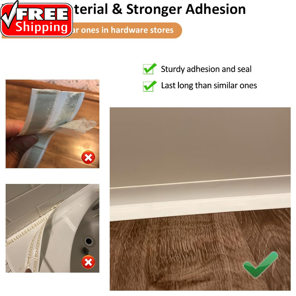 White Caulk Tape Self Adhesive Waterproof, Bathroom Peel & Stick Caulking Strip