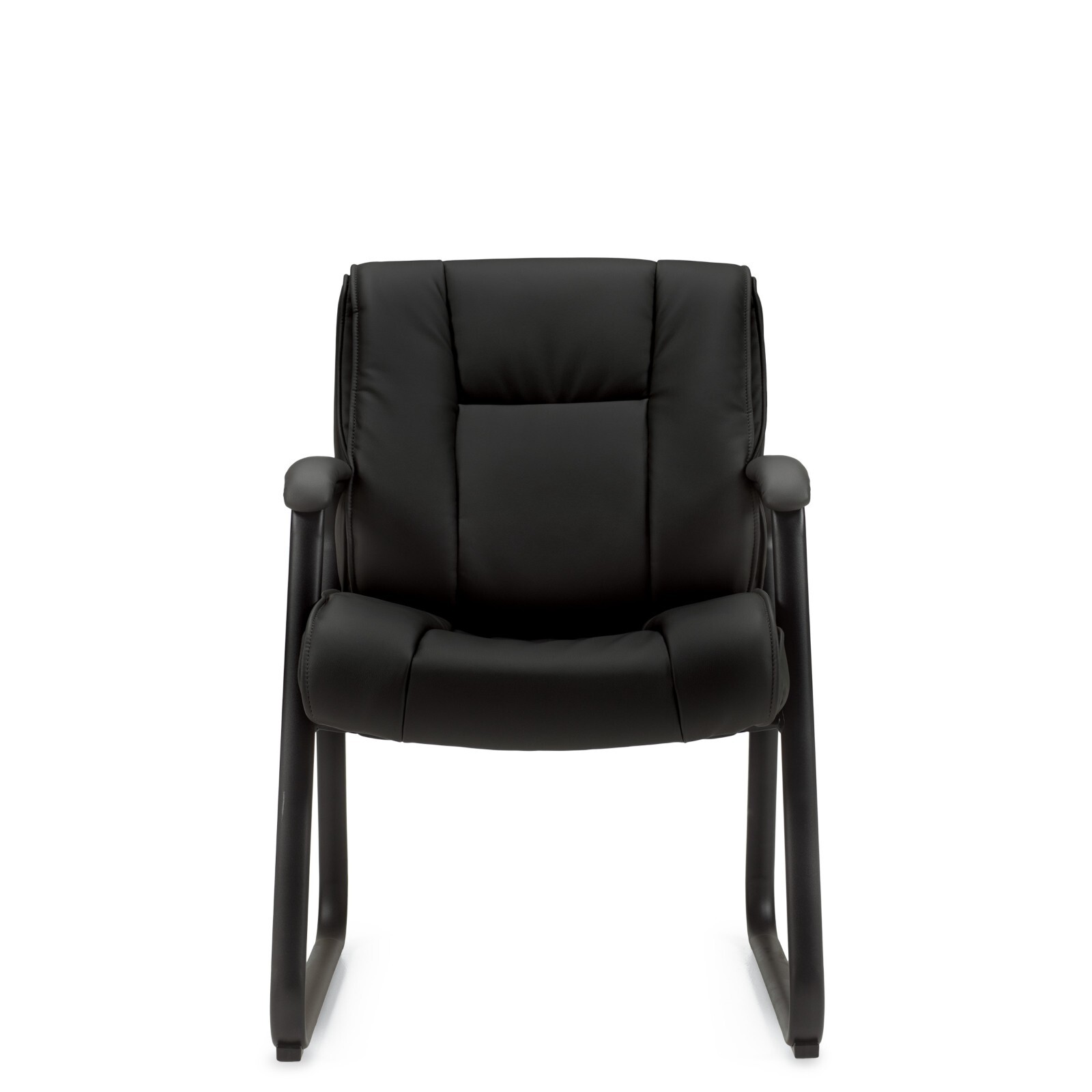 Offices To Go Model #OTG2782 Luxhide Sled Base Guest Chair Black w Fixed Arms