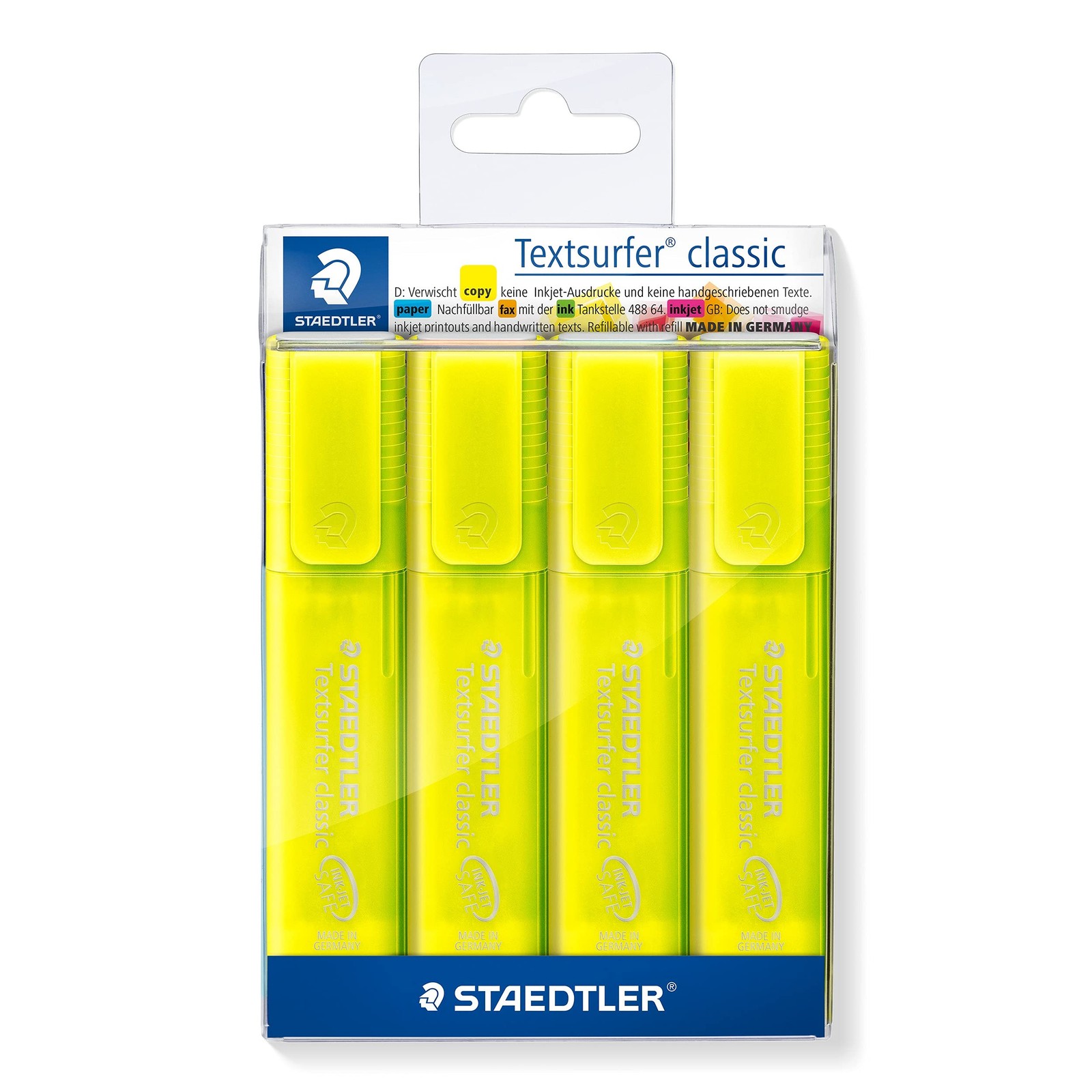 4 PCS 3641P WP4 Yellow Highlighter Textsurfer Classic Marker Pen Chisel