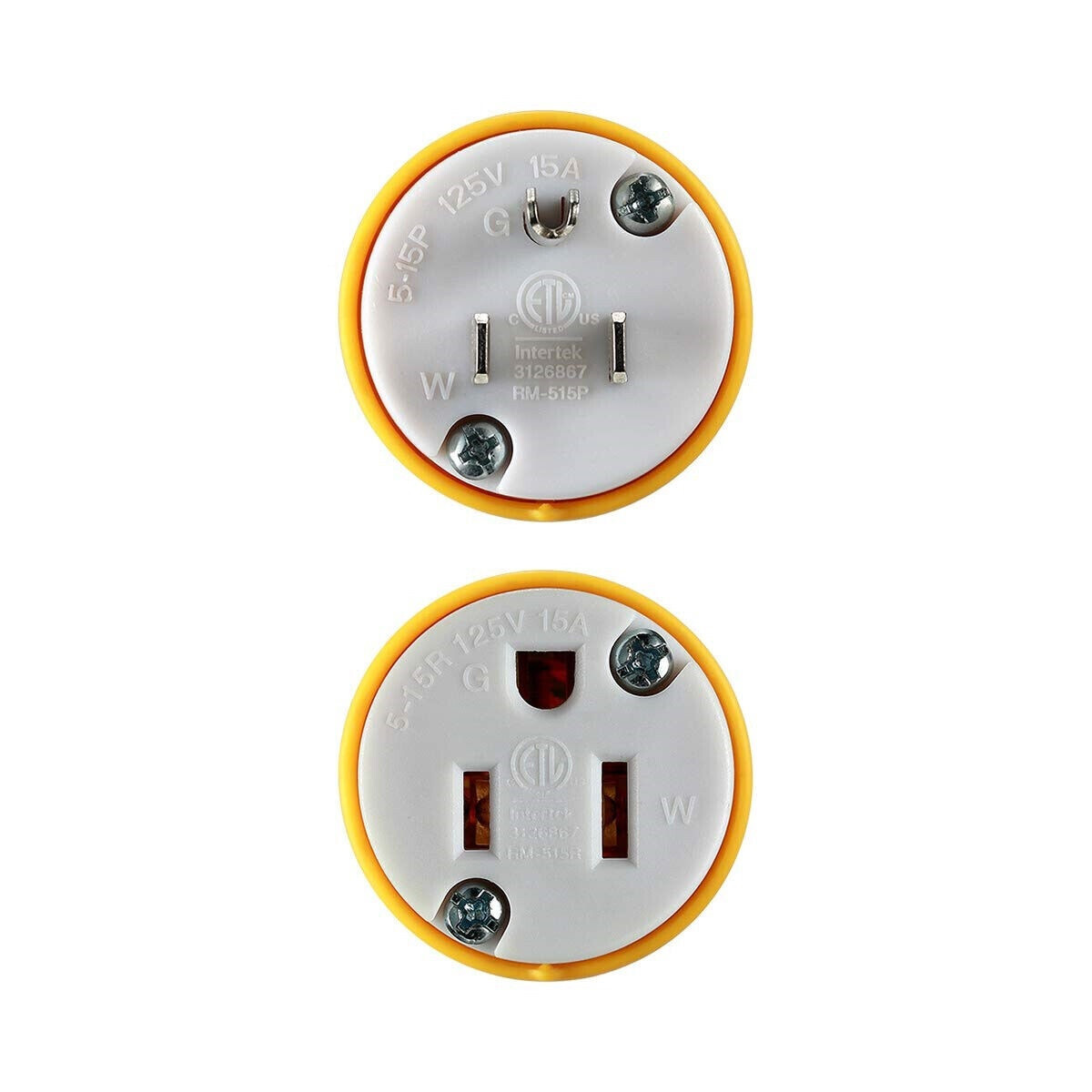Male & Female Extension Cord End Plugs 15Amp 125V Electrical Connectors 3 Wires