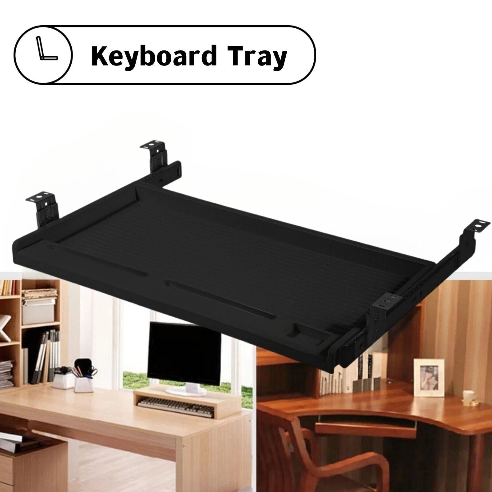 Under Desk Keyboard Tray, 21″ Wx15″D Sturdy Key Board Tray Under Desk Slide NEW