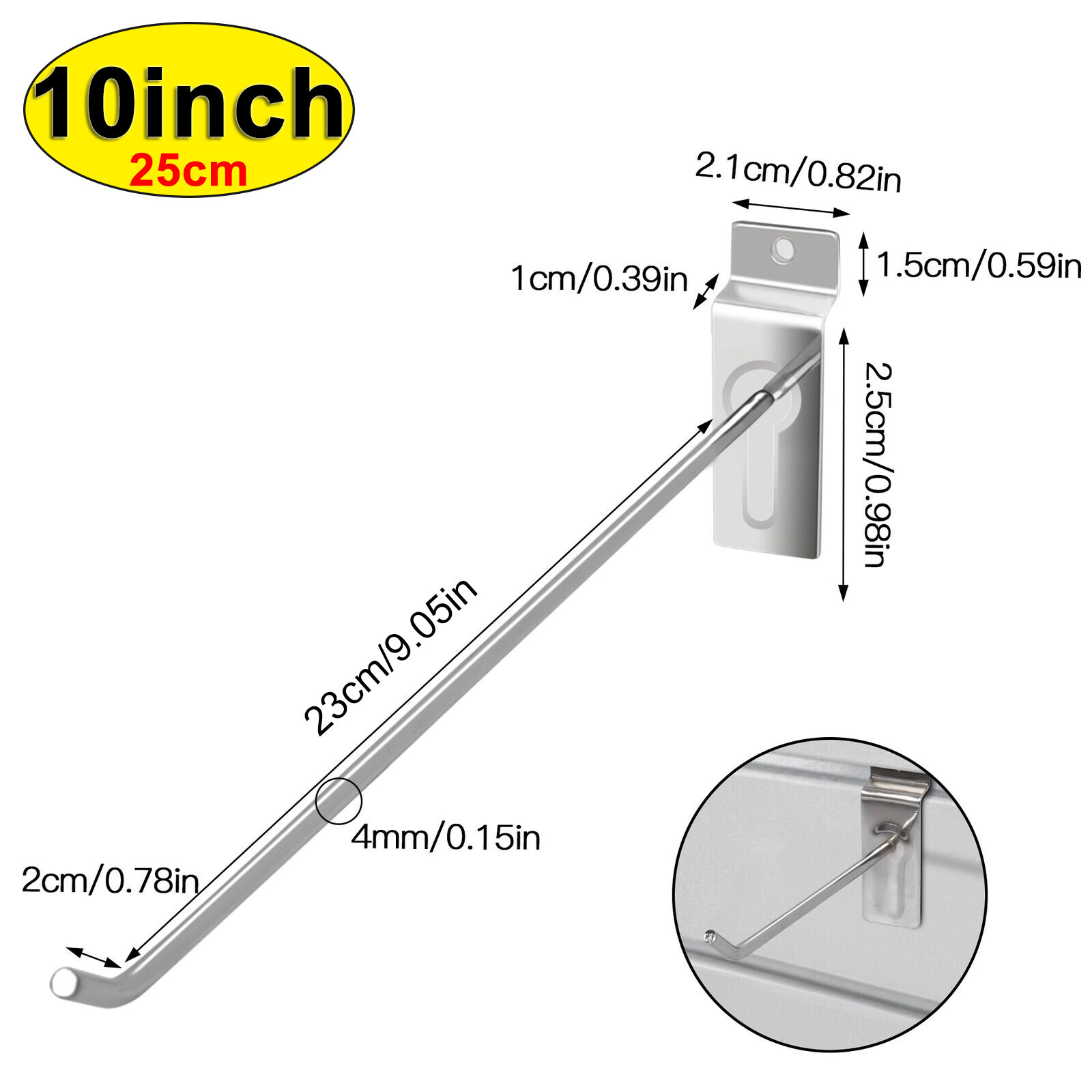 100 Pack 8″ 10″ Slatwall Hooks Panel Display Hooks Slat Board Peg Accessories