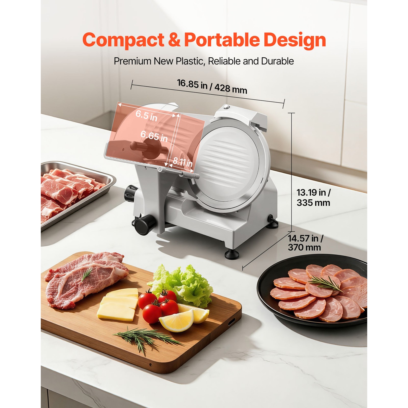 Uimoso 10″ Blade Commercial Electric Meat Slicer Deli Food Slicer Cutter 320W