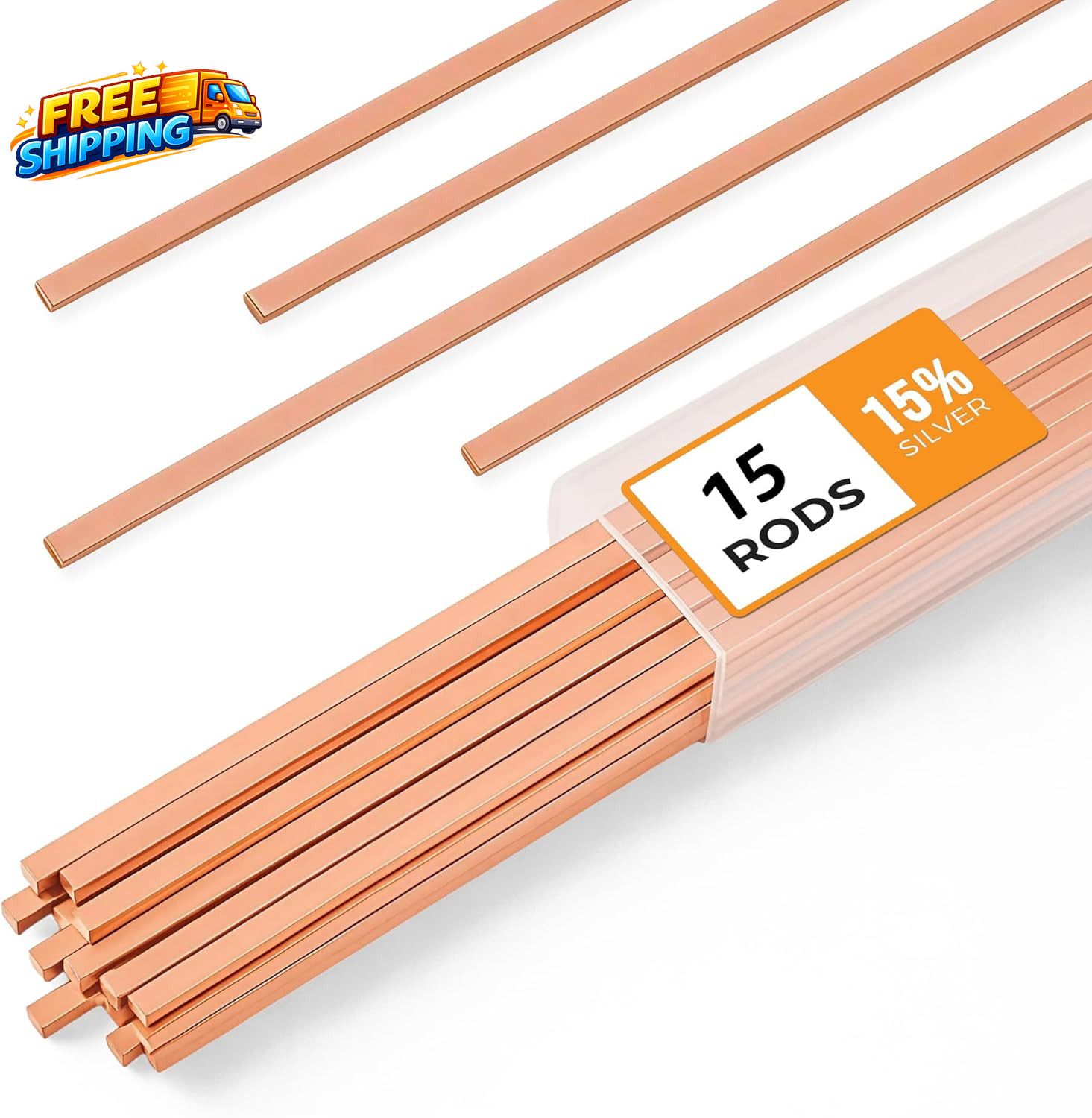 15Pcs Brazing Rods AWS Bcup 5 15% Silver Solder Phos Copper Brazing Alloy Flat