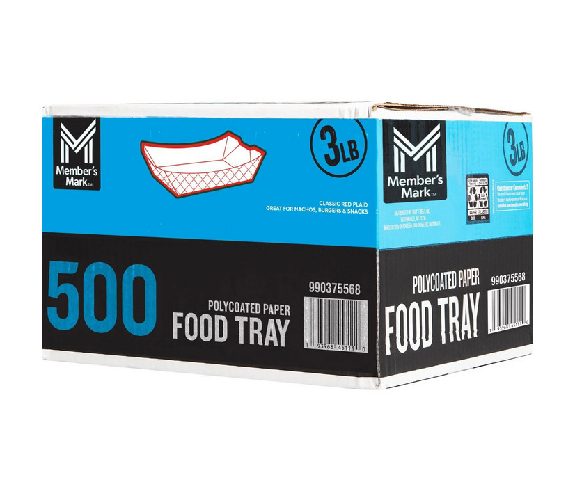 Members Mark Heavy Duty Paper Food Trays 3 lbs, 500 Count Bulk Pack