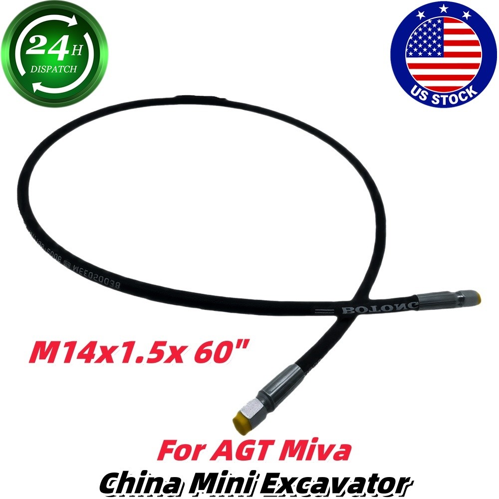 For AGT Miva Hydraulic Hose 2 Ends Straight China Mini Excavator M14x1.5x 60″ US