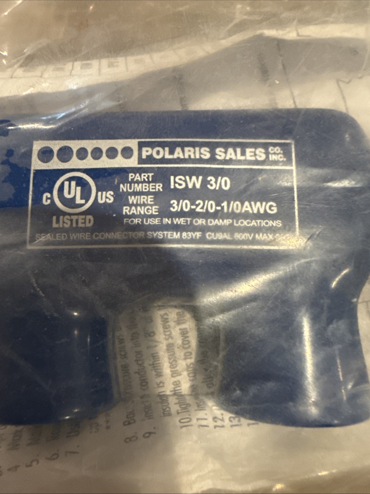 NSI Industries, Polaris Blue, IN-LINE Direct Burial & Submersible ISW-3/0 New