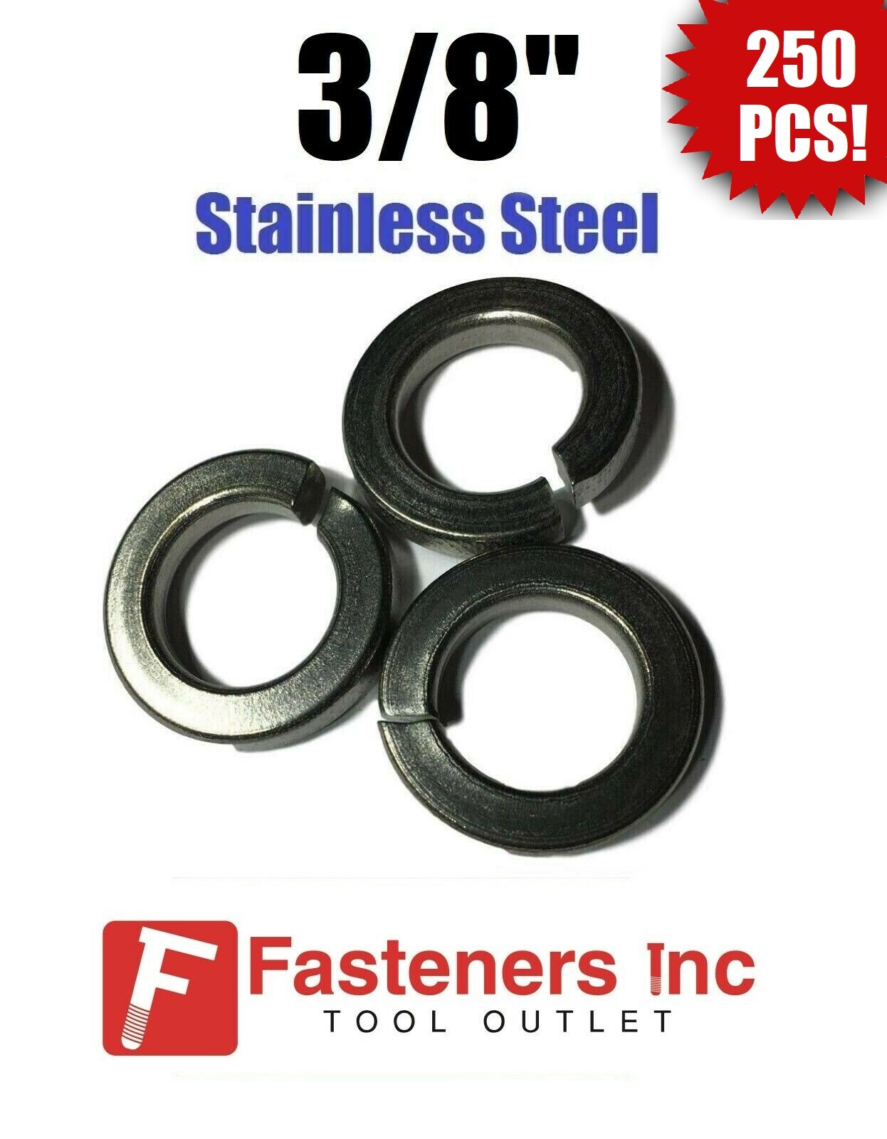 (Qty 250) 3/8″ Stainless Steel Regular Split Lock Washers Type 18-8