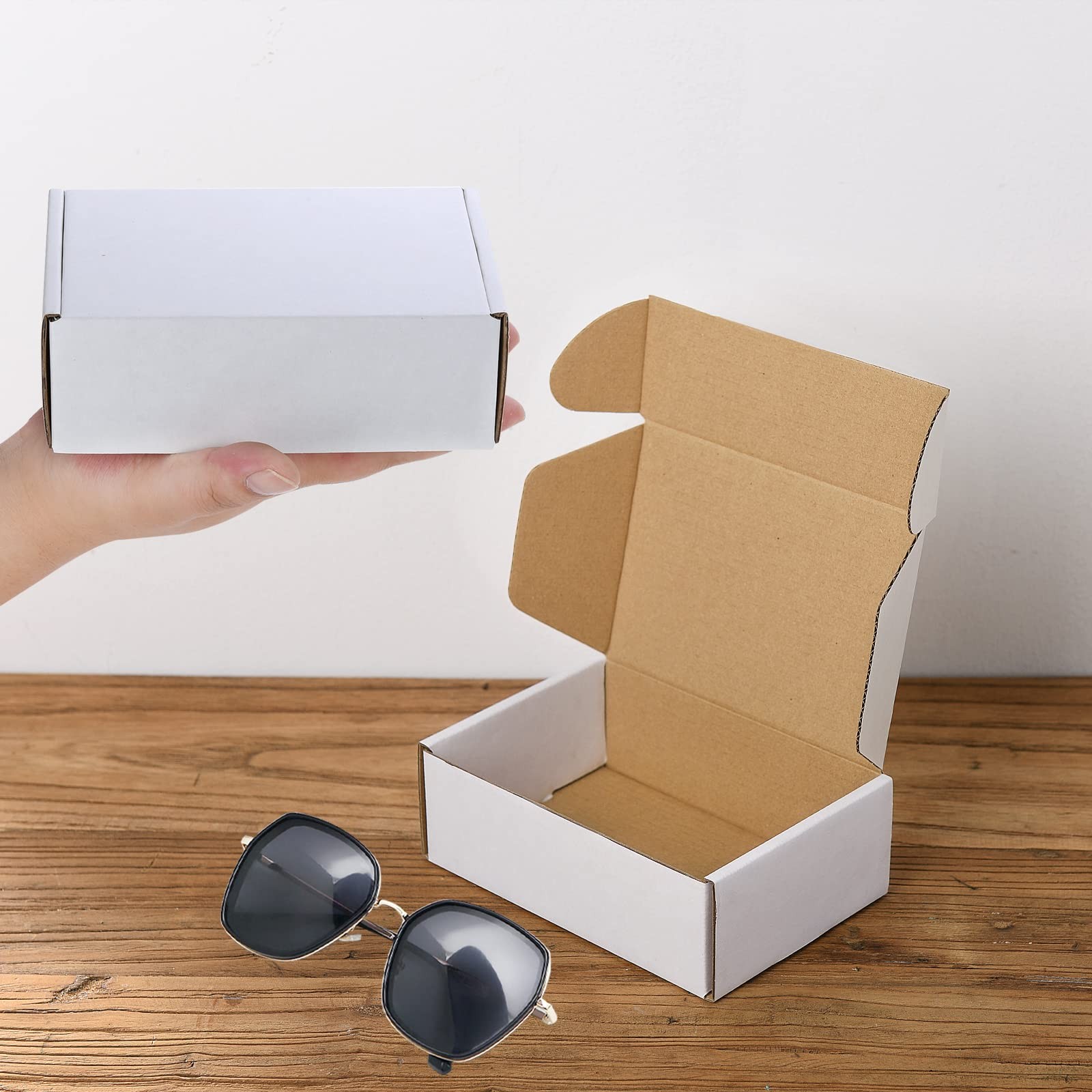 25 PK Corrugated Mailer Small Cardboard Shipping Boxes 6x4x2 Oyster White