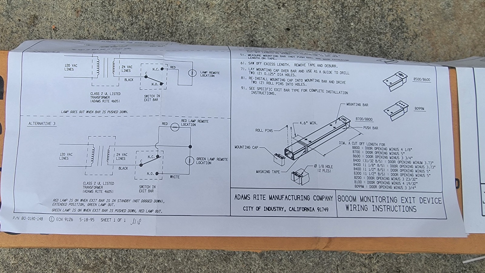 ASSA ABLOY 8099-M1-3142 42 Inch Exit Device Push Bar – FREE SHIPPING