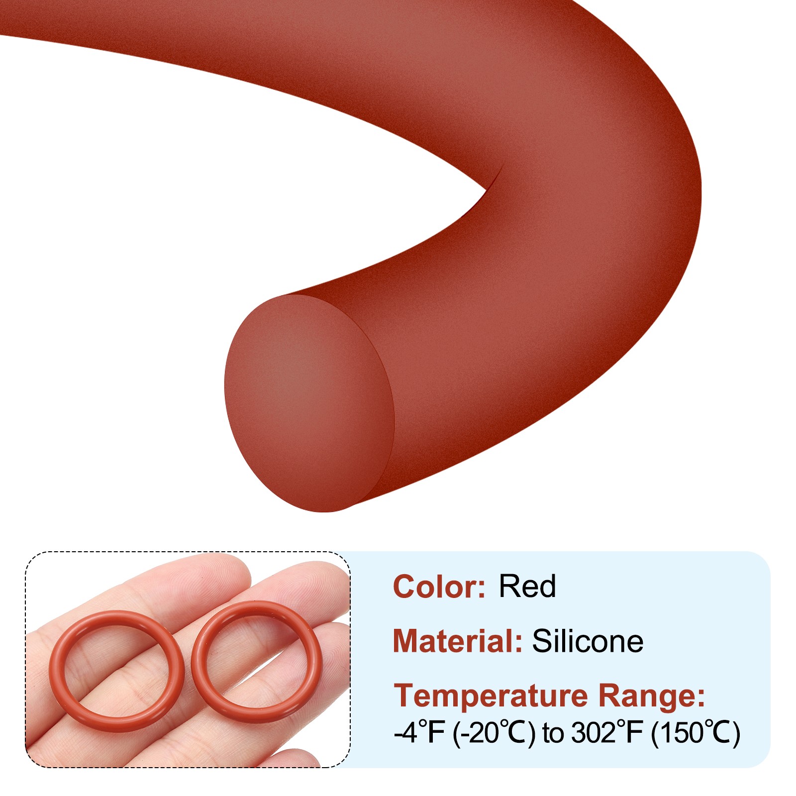 50Pcs Silicone O-Ring 27mm OD 21mm ID 3mm Width VMQ Sealing Gasket, Red