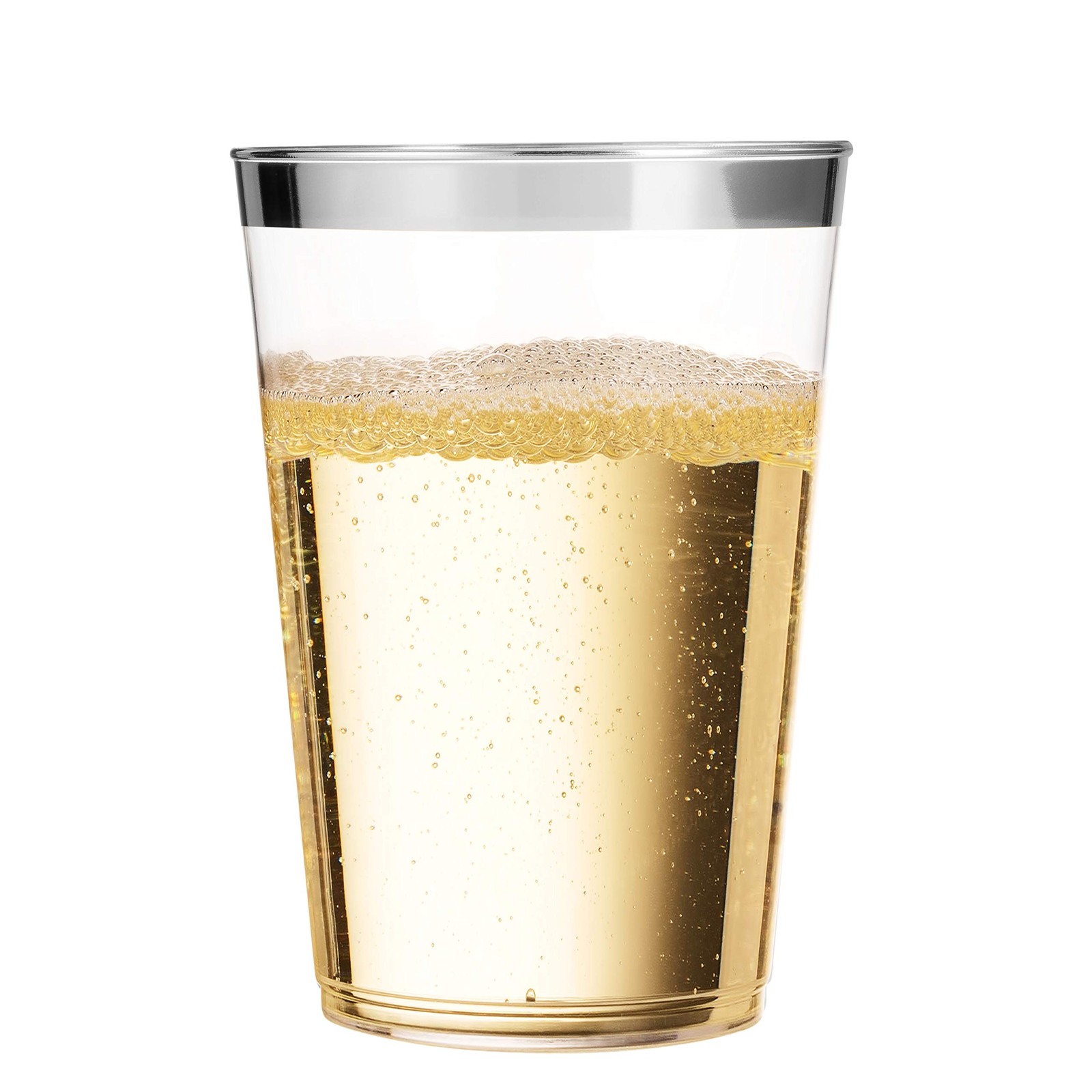 100 Silver Plastic Tumblers – 16 Oz Clear, Elegant Wedding & Party Cups with …