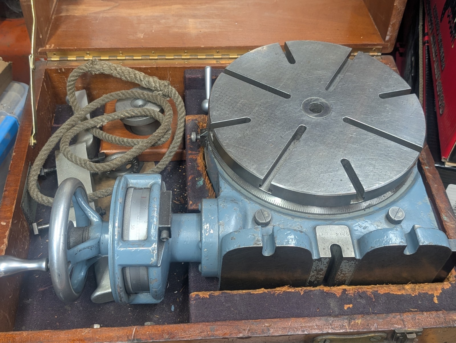 Moore Precision Rotary Table Model No. 2 in Mahogany Cabinet With Extras