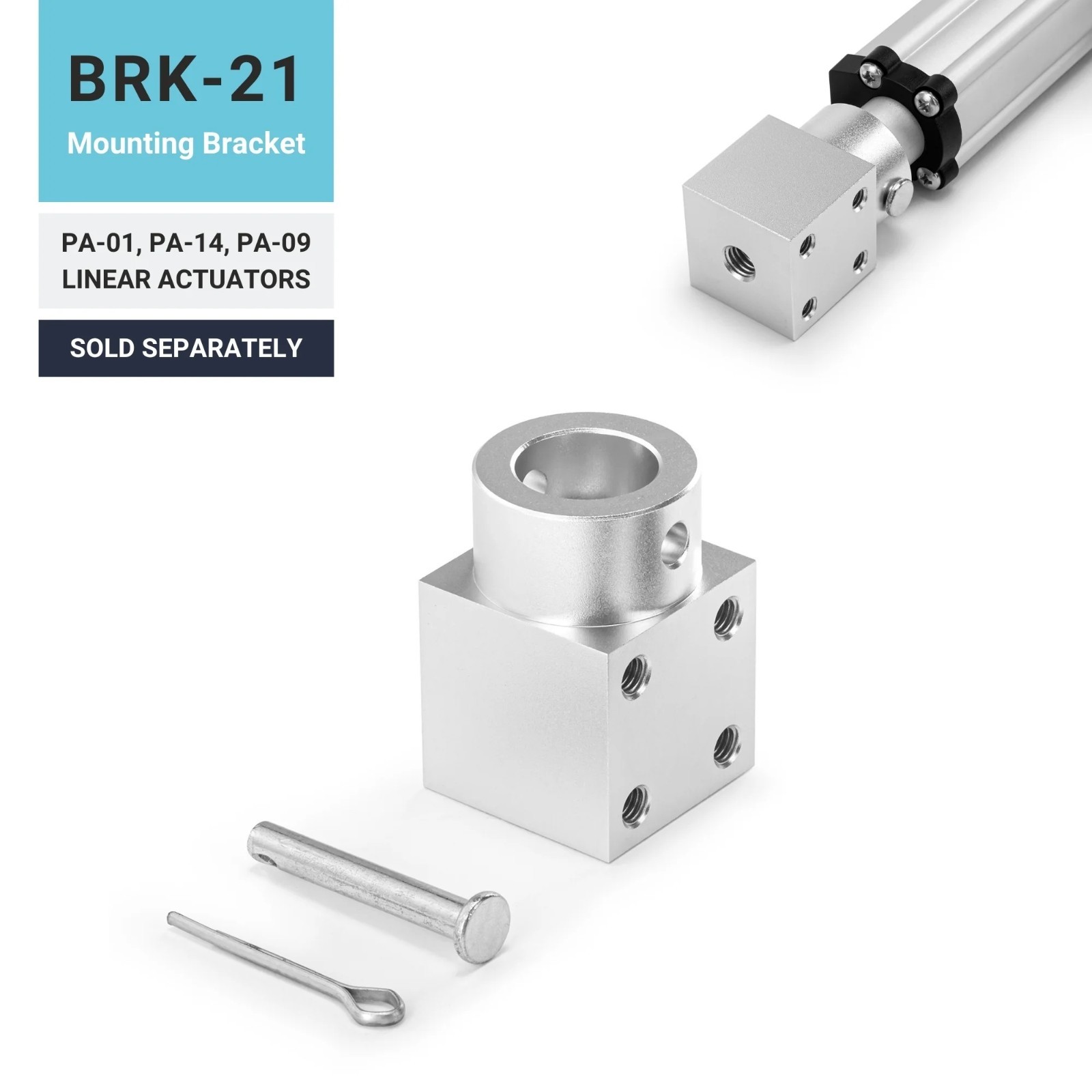 Aluminum Shaft End Mounting Brackets for PA-01, PA-14, PA-09 Linear Actuators