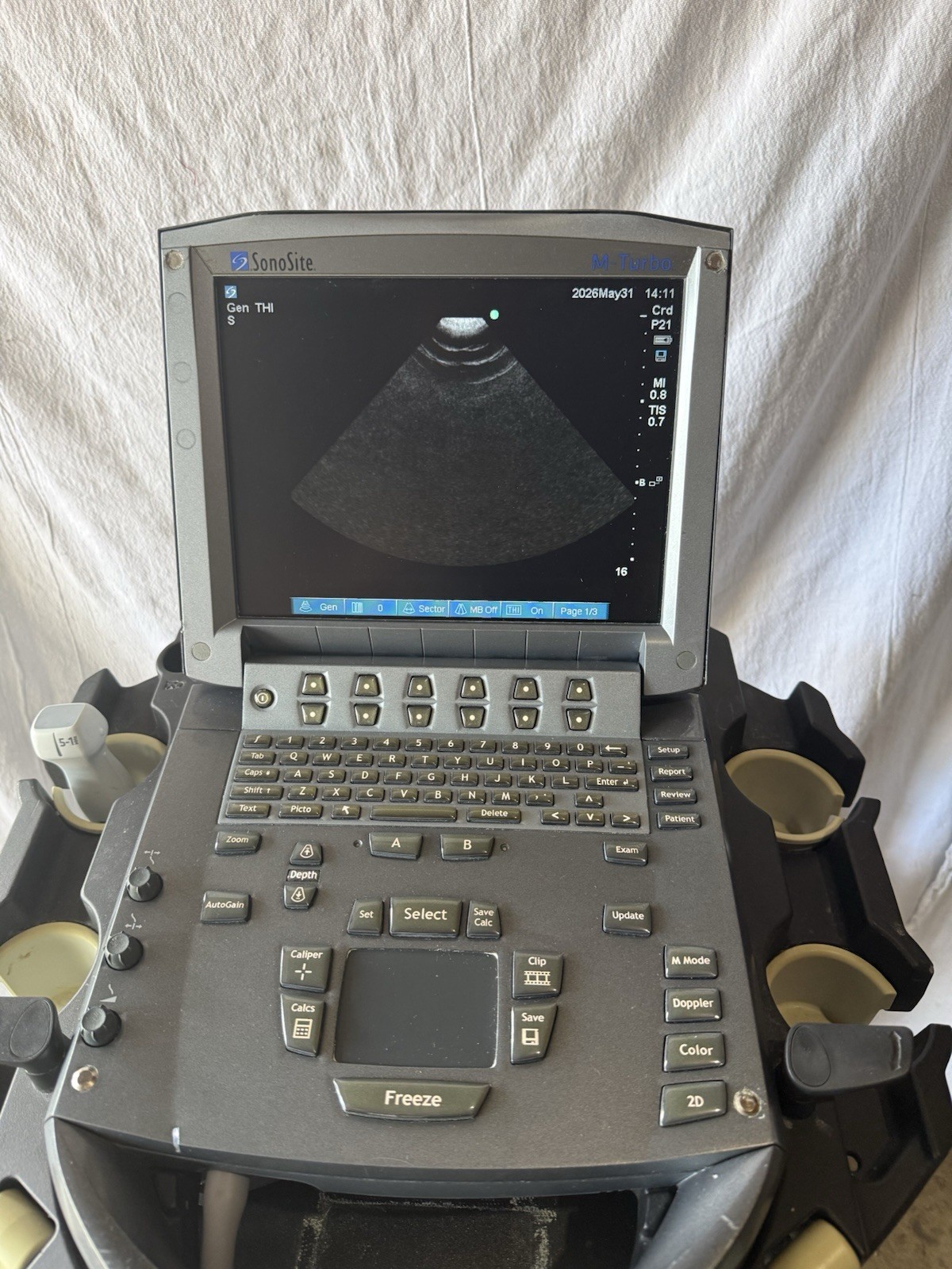 SonoSite M-Turbo Ultrasound With Cart & P21x Transducer Probe