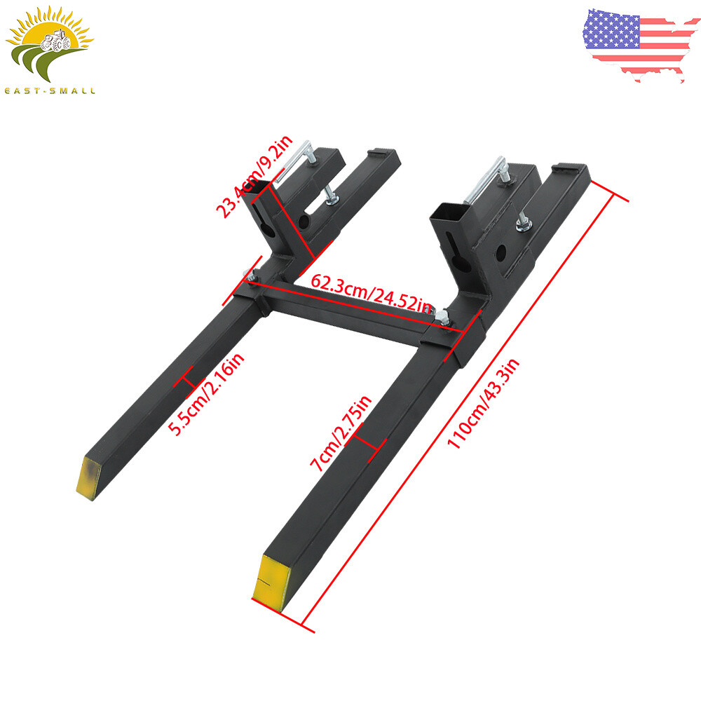 2000lbs Pallet Forks Clamp On Tractor Forks 43″ w/Adjustable Bucket Forks