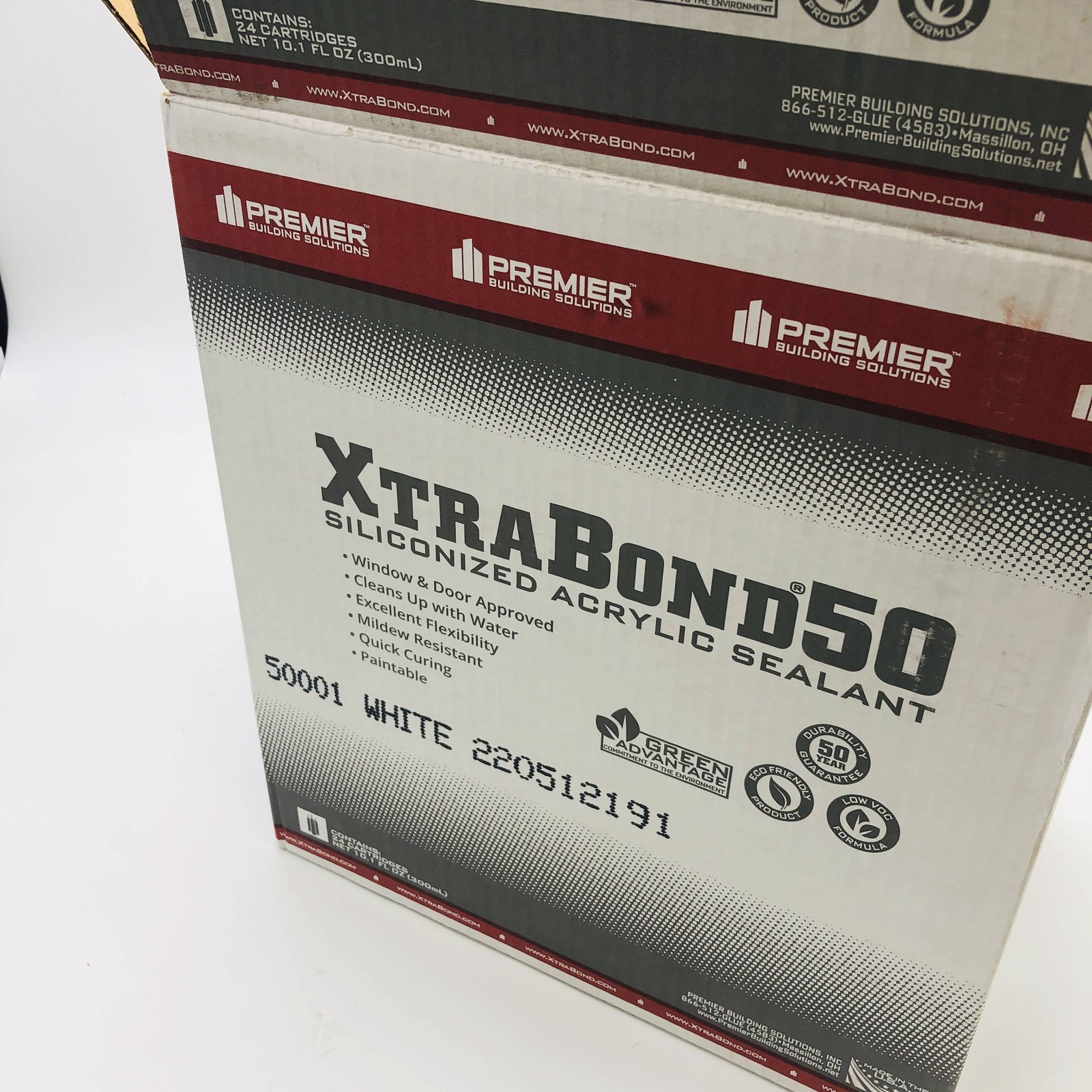 Premier XtraBond 50 Siliconized Acrylic Sealant White Paintable 10.1oz 24/case