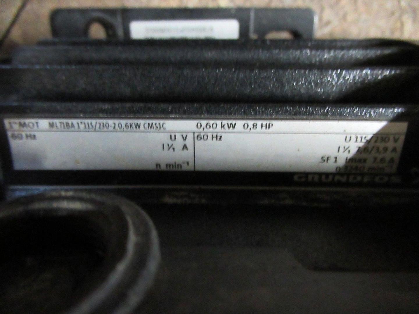 GRUNDFOS CENTRIFUGAL PUMP ML7BA1*115 115/230V 7.6/3.9A 0.8HP 2 POLE 60HZ 0.6KW