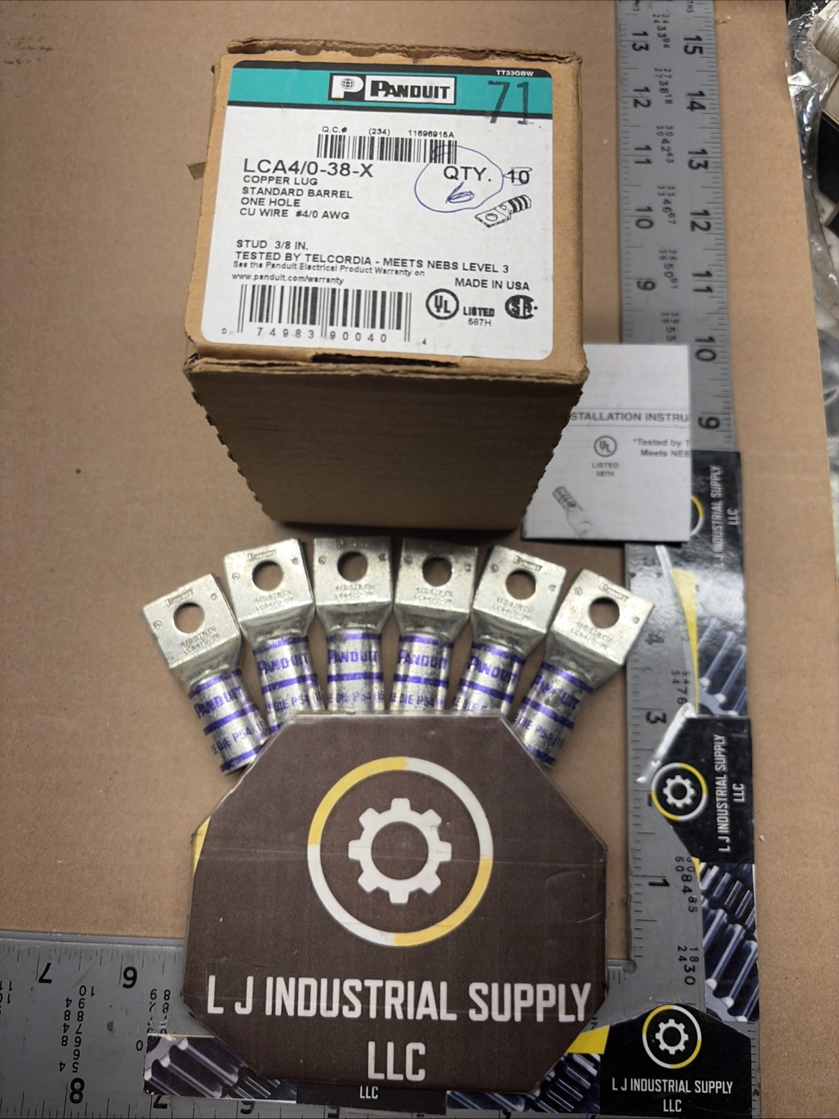 NEW [Qty-6!] PANDUIT LCA4/0-38-X Copper Lugs Purple Die P54 (15) _FAST SHIPPING!