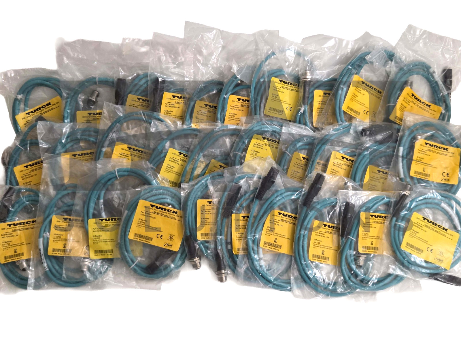 SEALED Turck RJ45 FKFDD 440-1.5M Female Ethernet Receptacle U-61793 Lot of 30