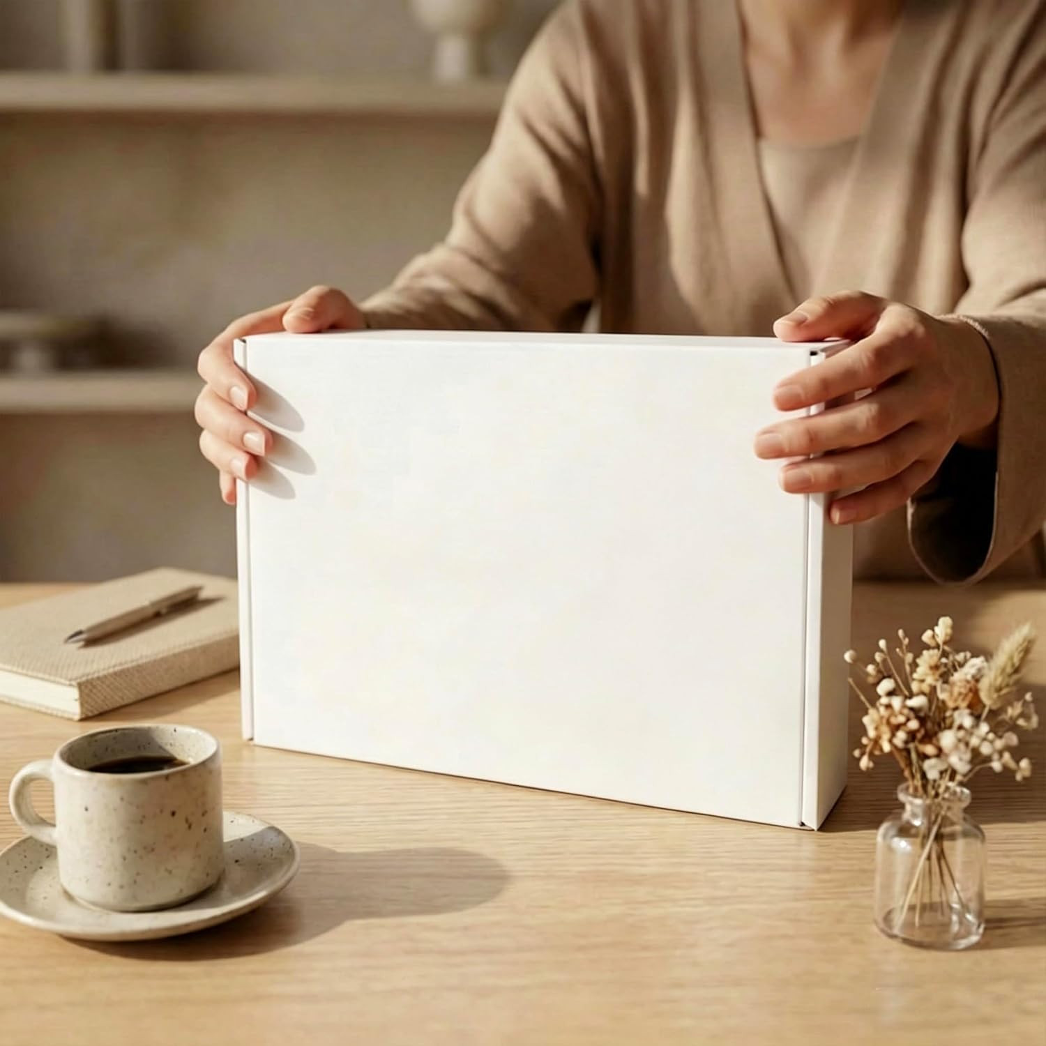 White 13X9X2 Inch Shipping Boxes Pack of 25, Corrugated Cardboard Boxes for Smal