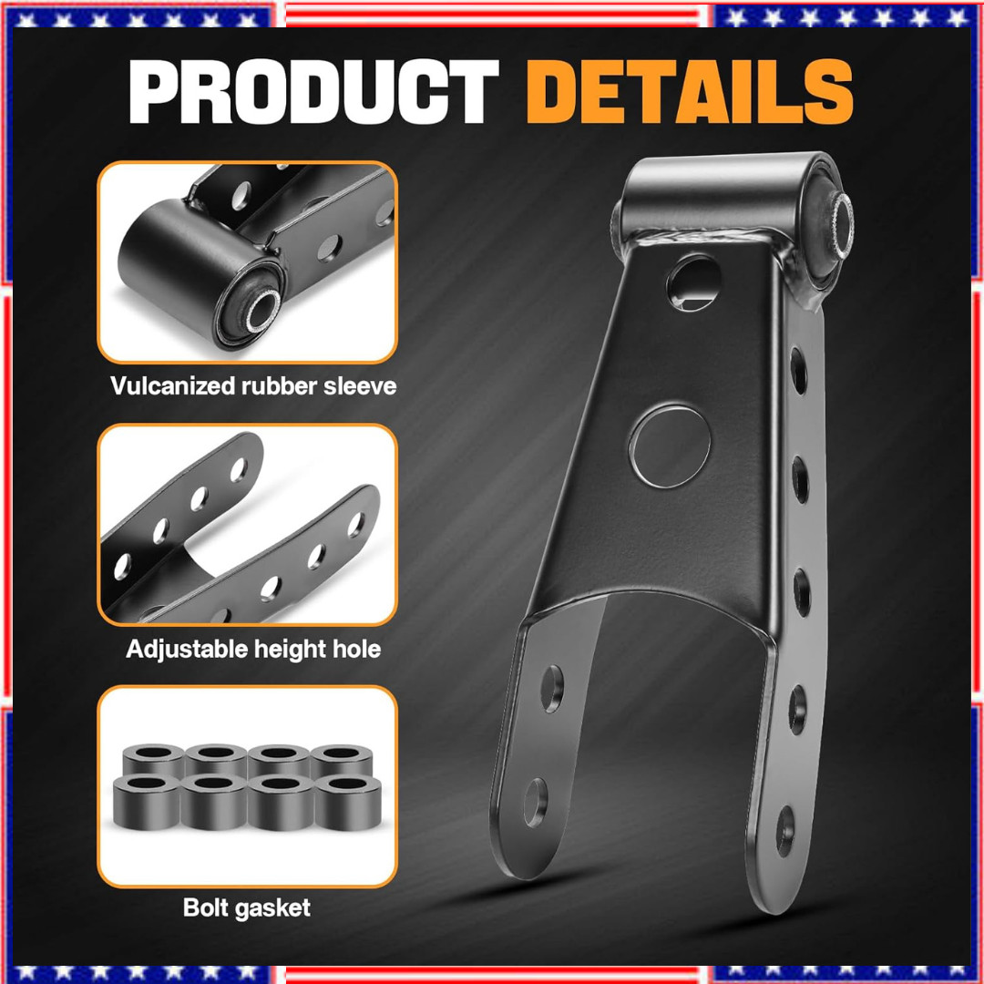 2′-3′ Rear Lowering Drop Shackles Kit for 1988-2018 Chevrolet Silverado 1500,…