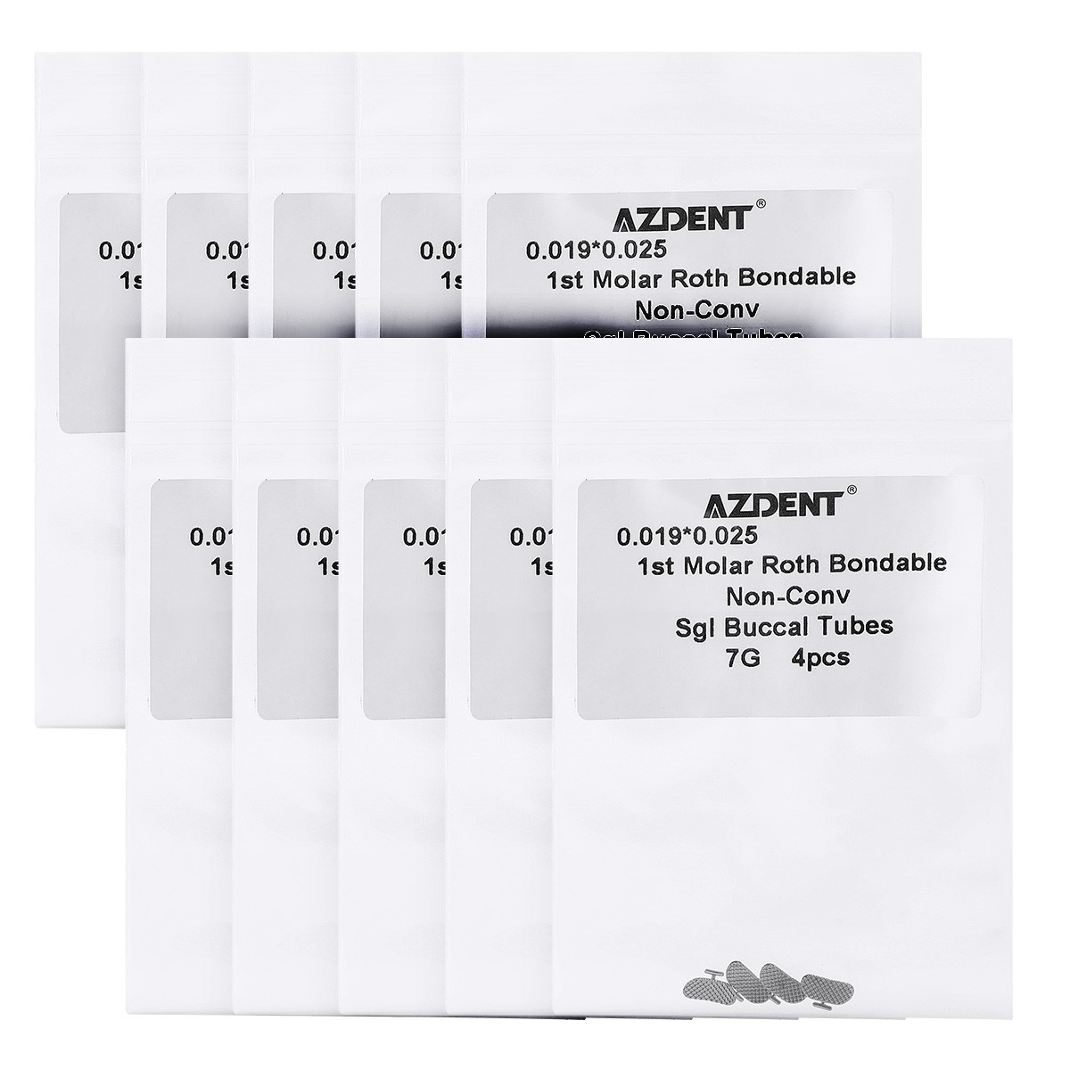 Dental Orthodontic Bondable Non-Convertible Rectangle Tube Roth 0.019*0.025