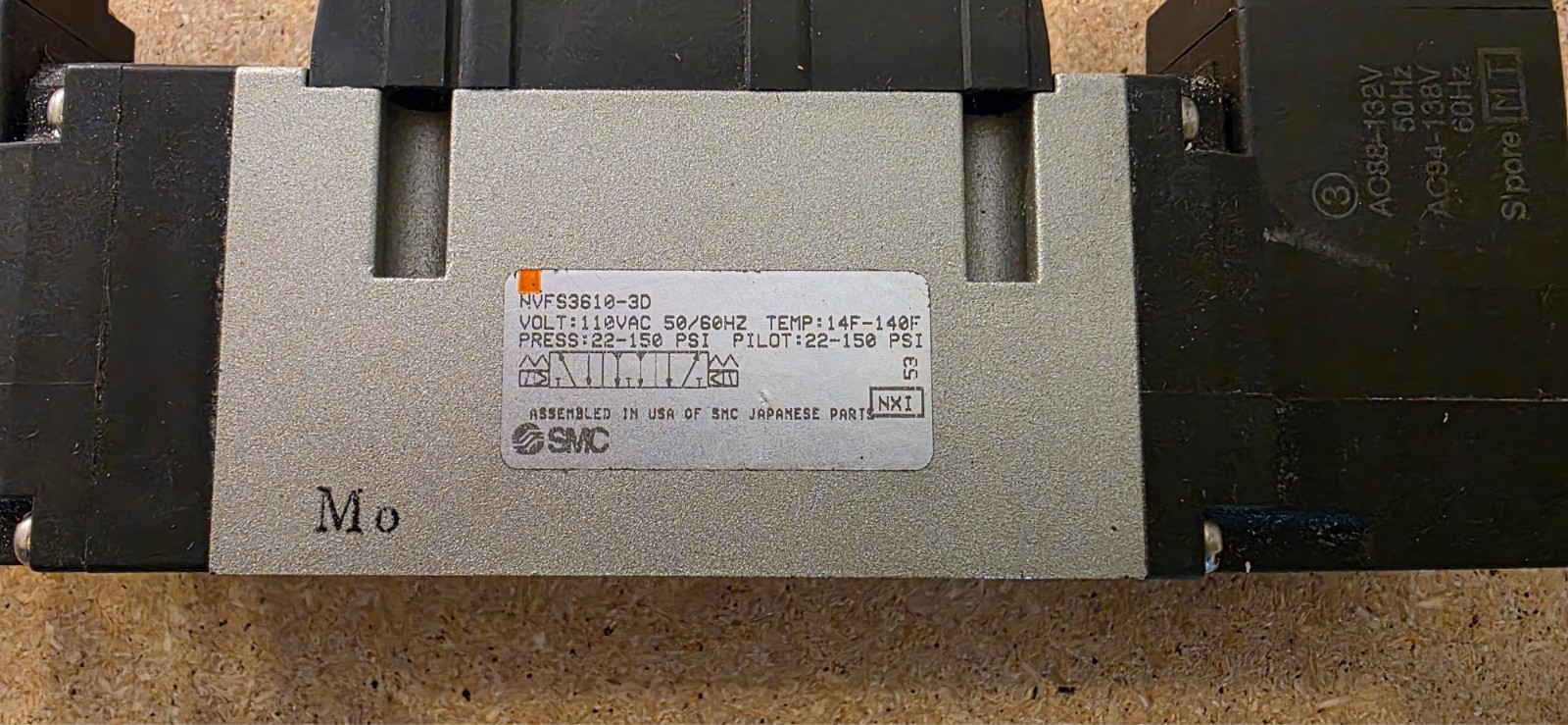SMC NVFS3610-3D SOLENOID VALVE, VFS30000 SERIES, 5 PORT, 110VAC, DIN TERM