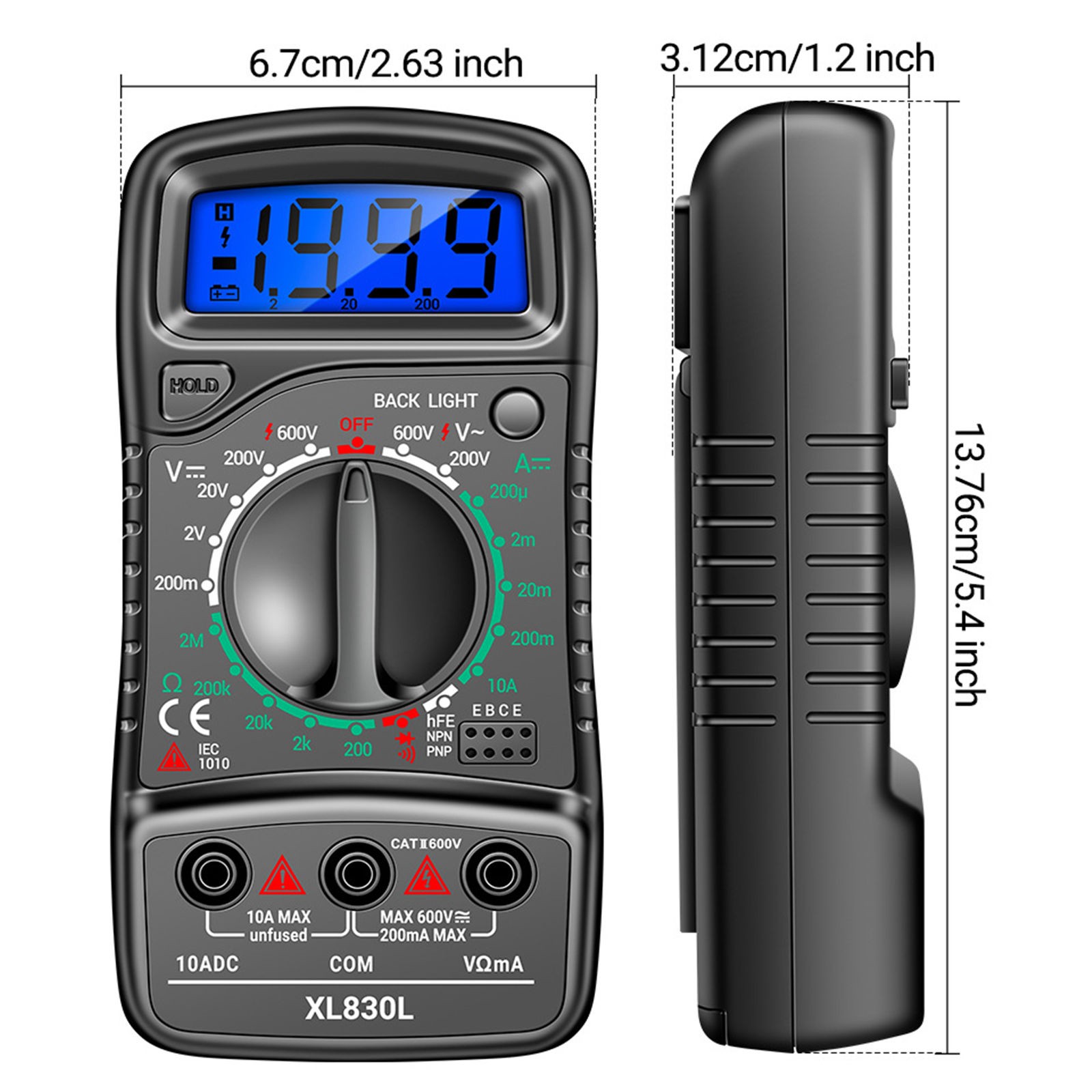 LCD Digital Multimeter Voltmeter Ammeter Ohmmeter Volt AC DC Diode Tester Meter