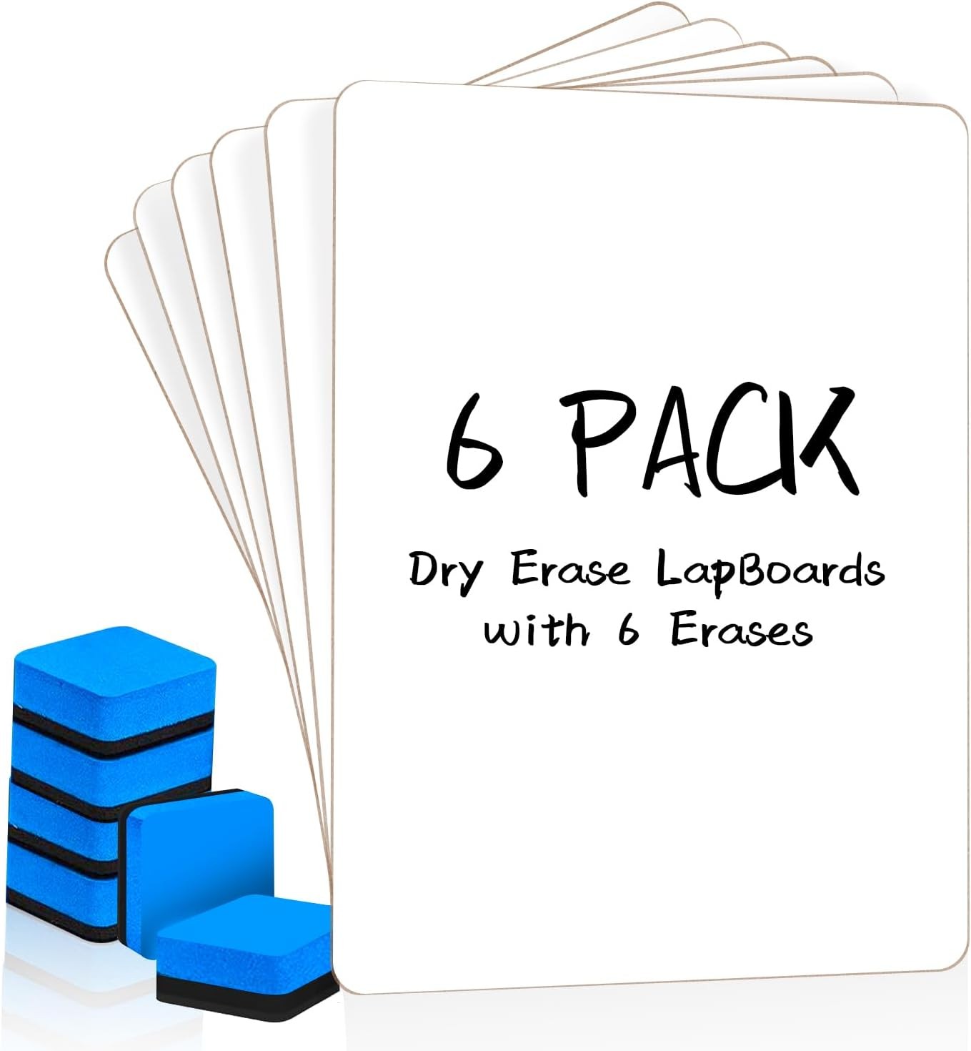 Dry Erase LapBoards, 6 Pack Double Sided 12.5 x 9 Inch Whiteboards with 6