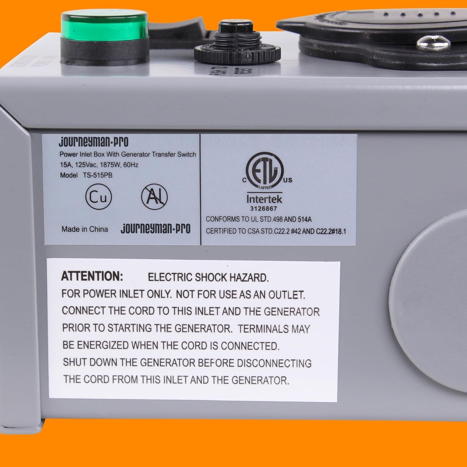 Journeyman Pro 15A Generator Transfer Switch – Weather-Resistant for Emergencies